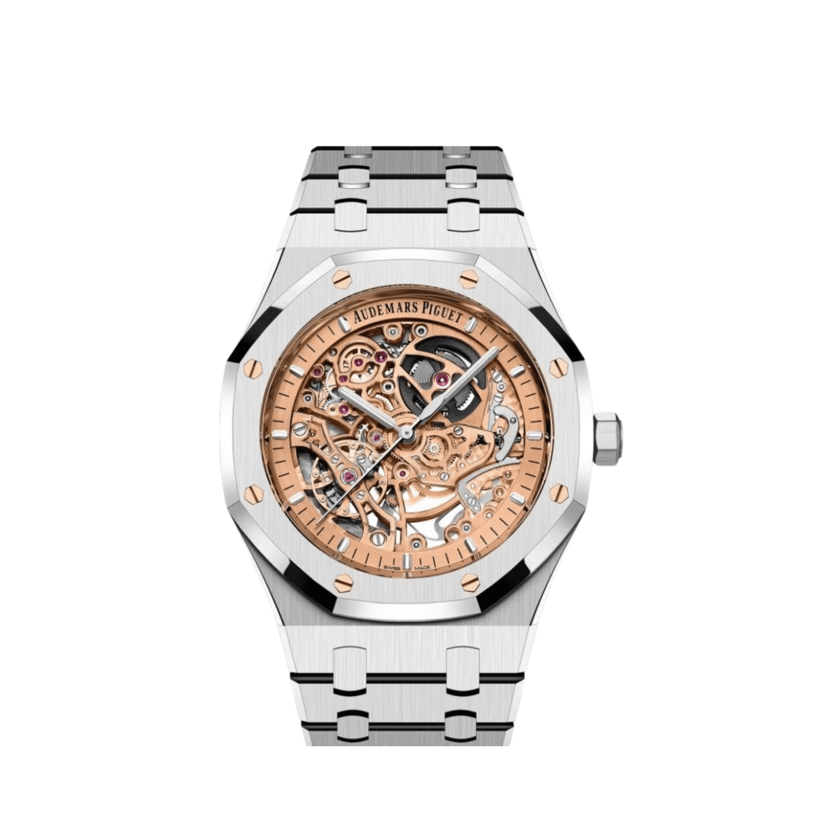 Audemars Piguet Royal Oak 15407ST.OO.1220ST.02 Double Balance Wheel Stainless Steel Openworked Pink Gold-Toned Dial (2025)