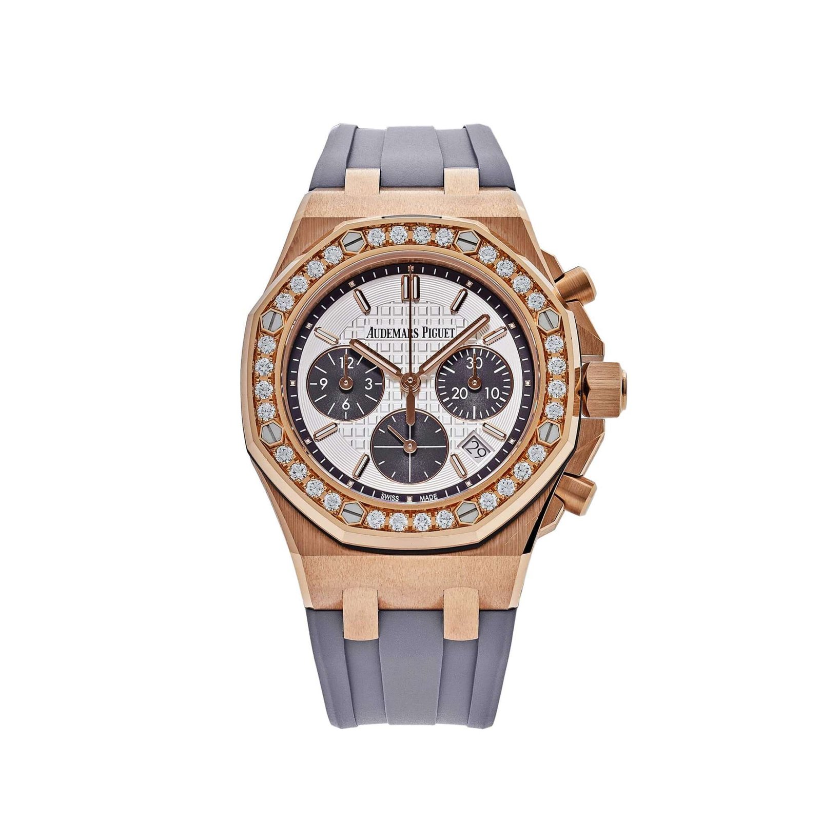 Audemars Piguet Royal Oak Offshore 26231OR.ZZ.D003CA.01 'Ladies' Chronograph Rose Gold Silver Dial Diamond Bezel (2023)