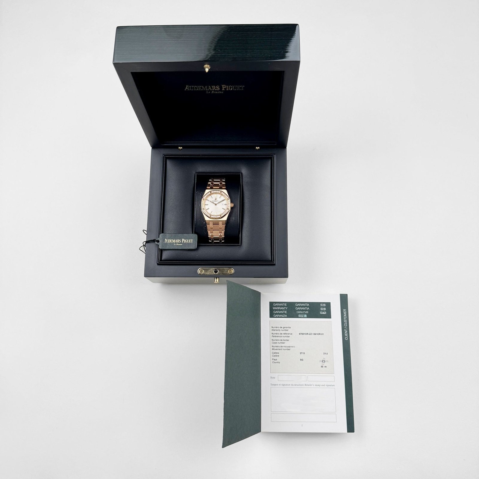 Audemars Piguet Royal Oak Quartz 67651OR.ZZ.1261OR.01 'Ladies' Rose Gold White Dial Diamond Bezel Quartz - Image 12