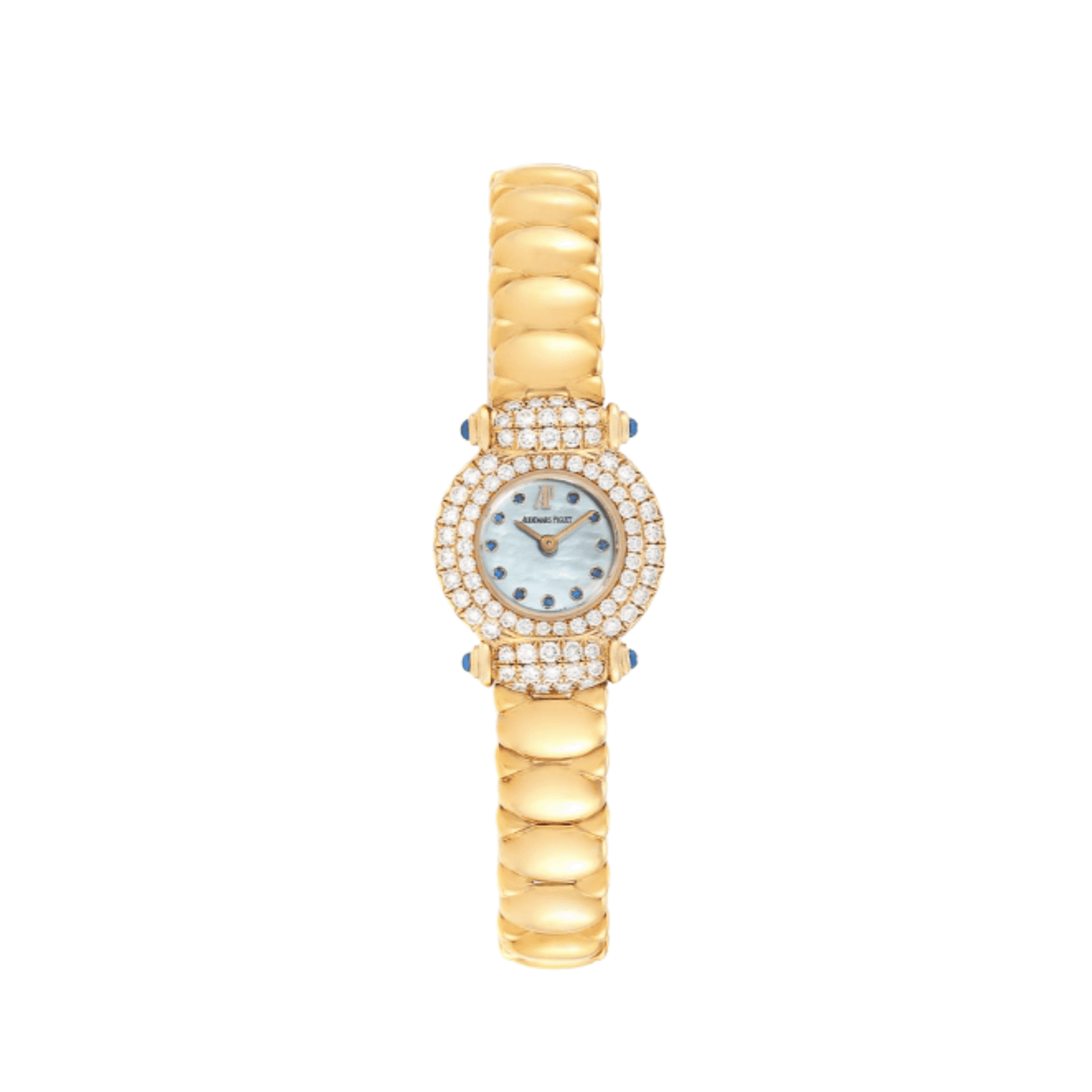 Audemars Piguet Vintage Cobra 66762BA 'Ladies' Yellow Gold Mother of Pearl Sapphire Dial Diamond Bezel Quartz
