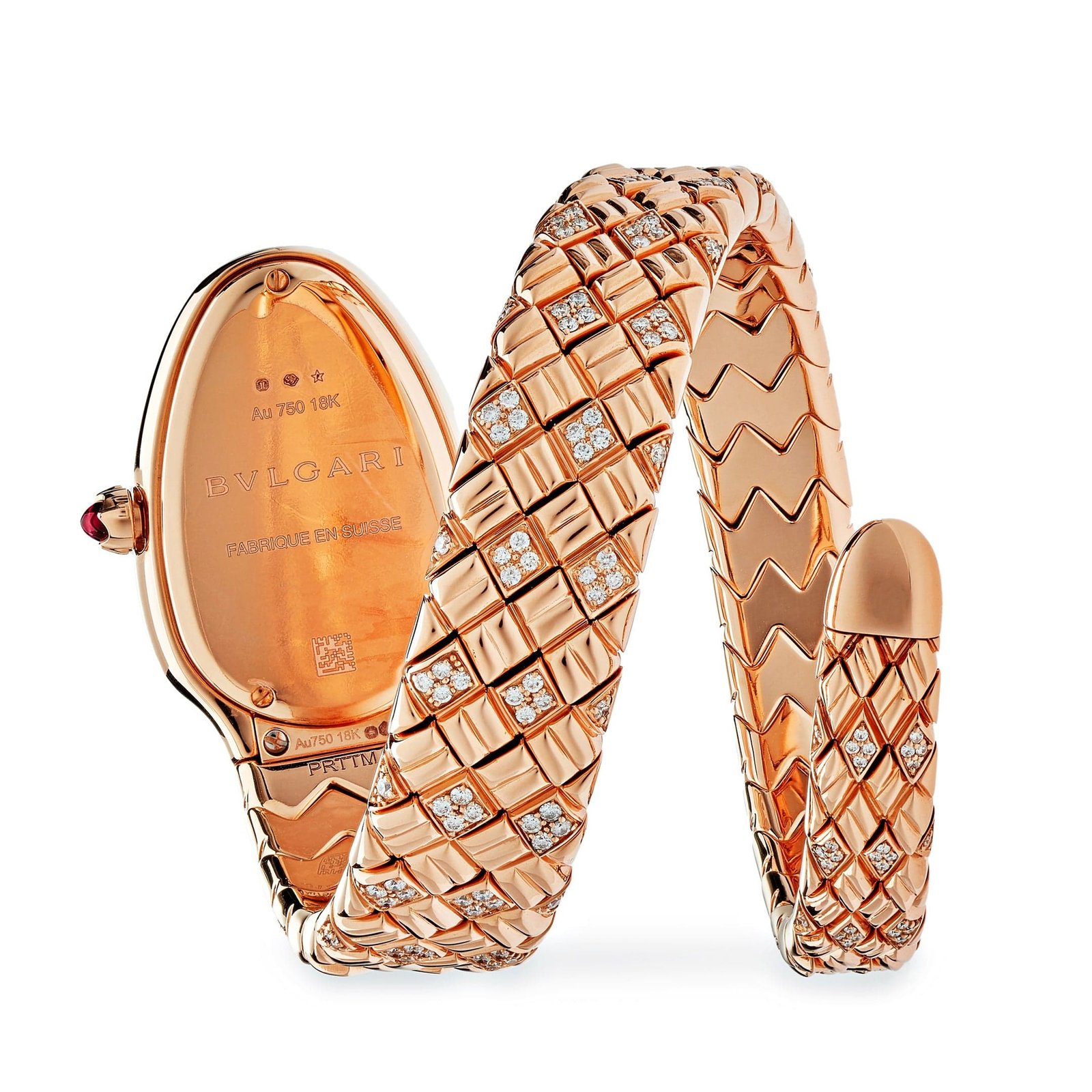 BVLGARI Serpenti Spiga Watch 103626 Rose Gold Malachite Dial Diamond - Image 2