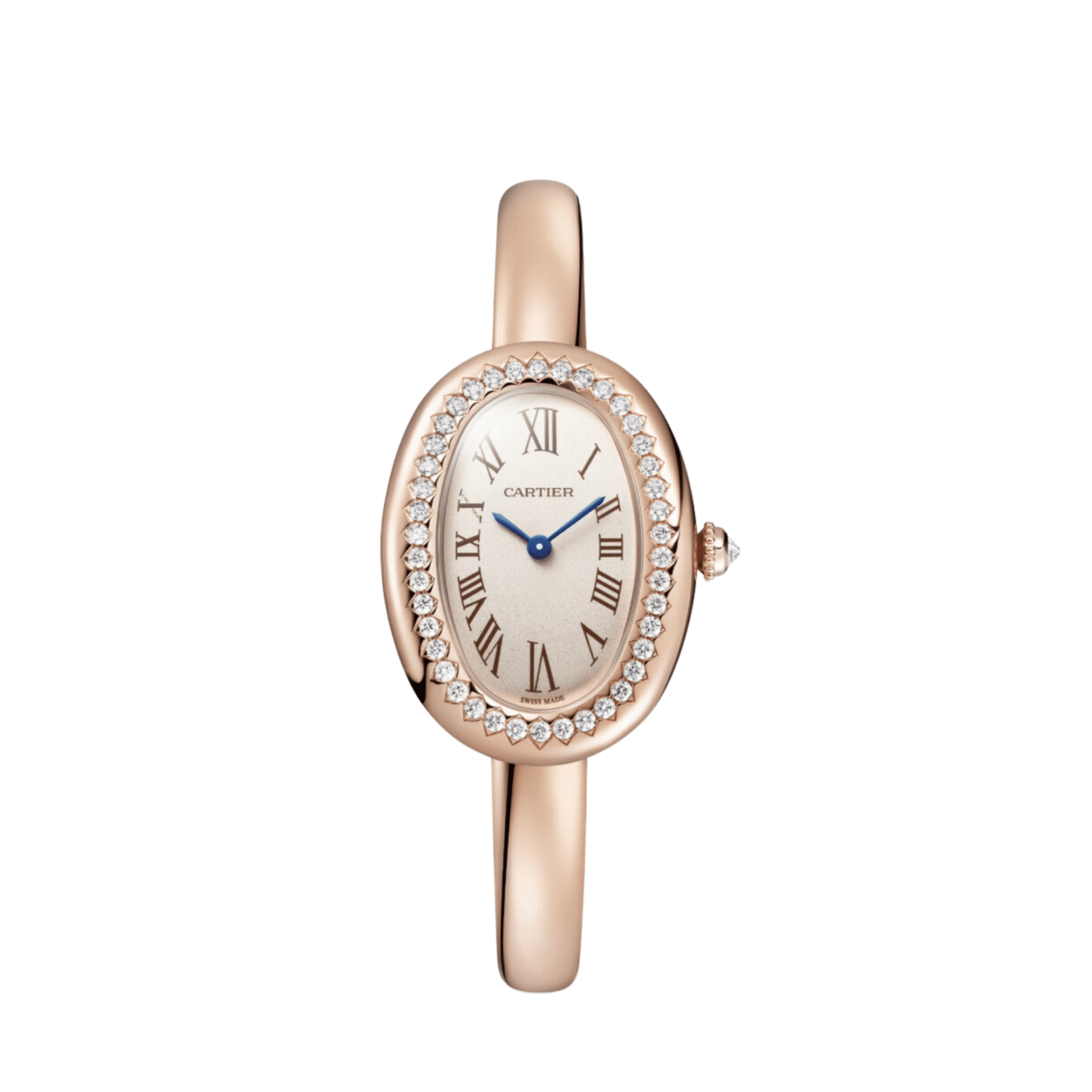 Cartier Baignoire Small WJBA0041 'Ladies' Rose Gold Silvered Dial Diamond Bezel Quartz (2025)