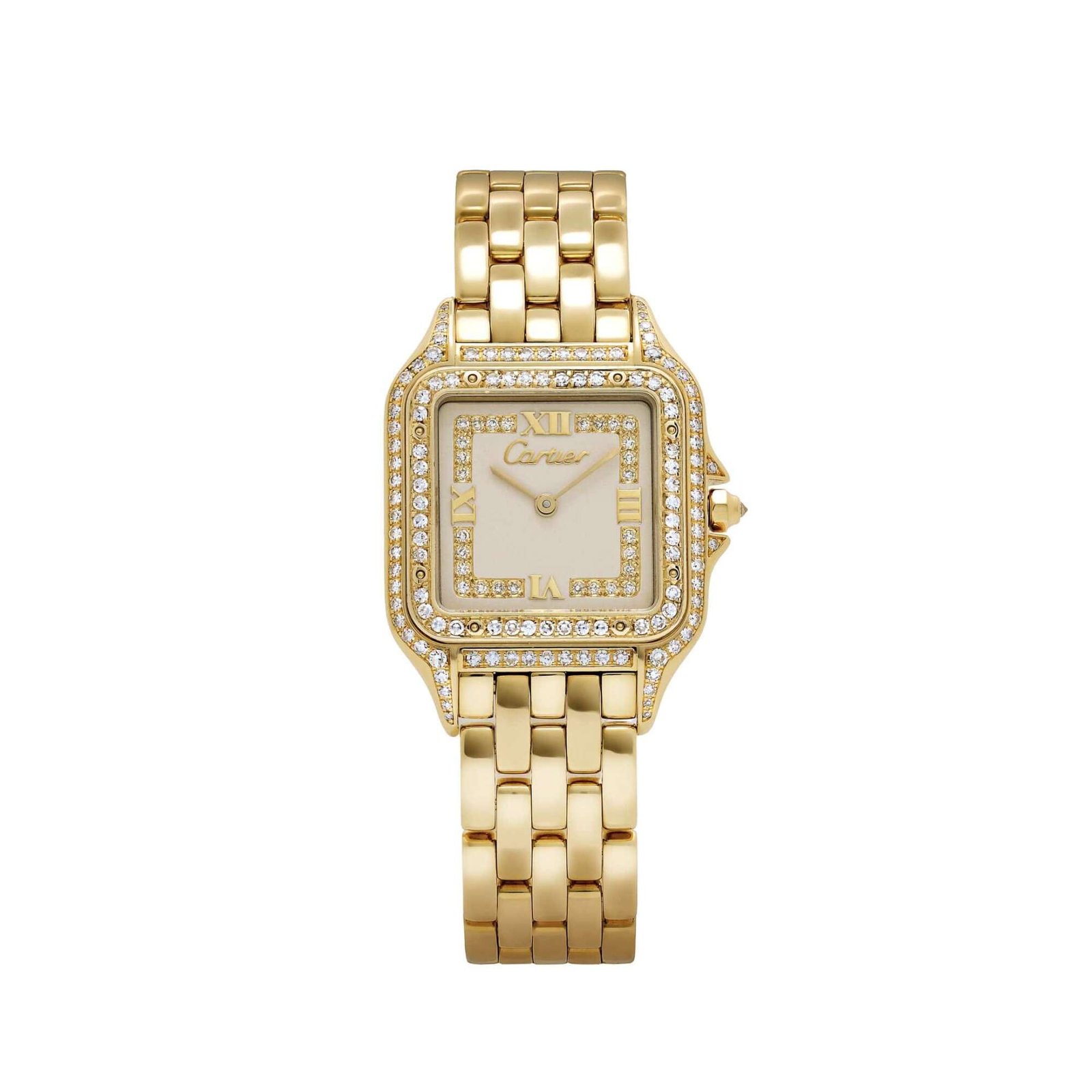 Cartier Panthère 88369 Yellow Gold Diamond-Set Dial Bezel Lugs Quartz