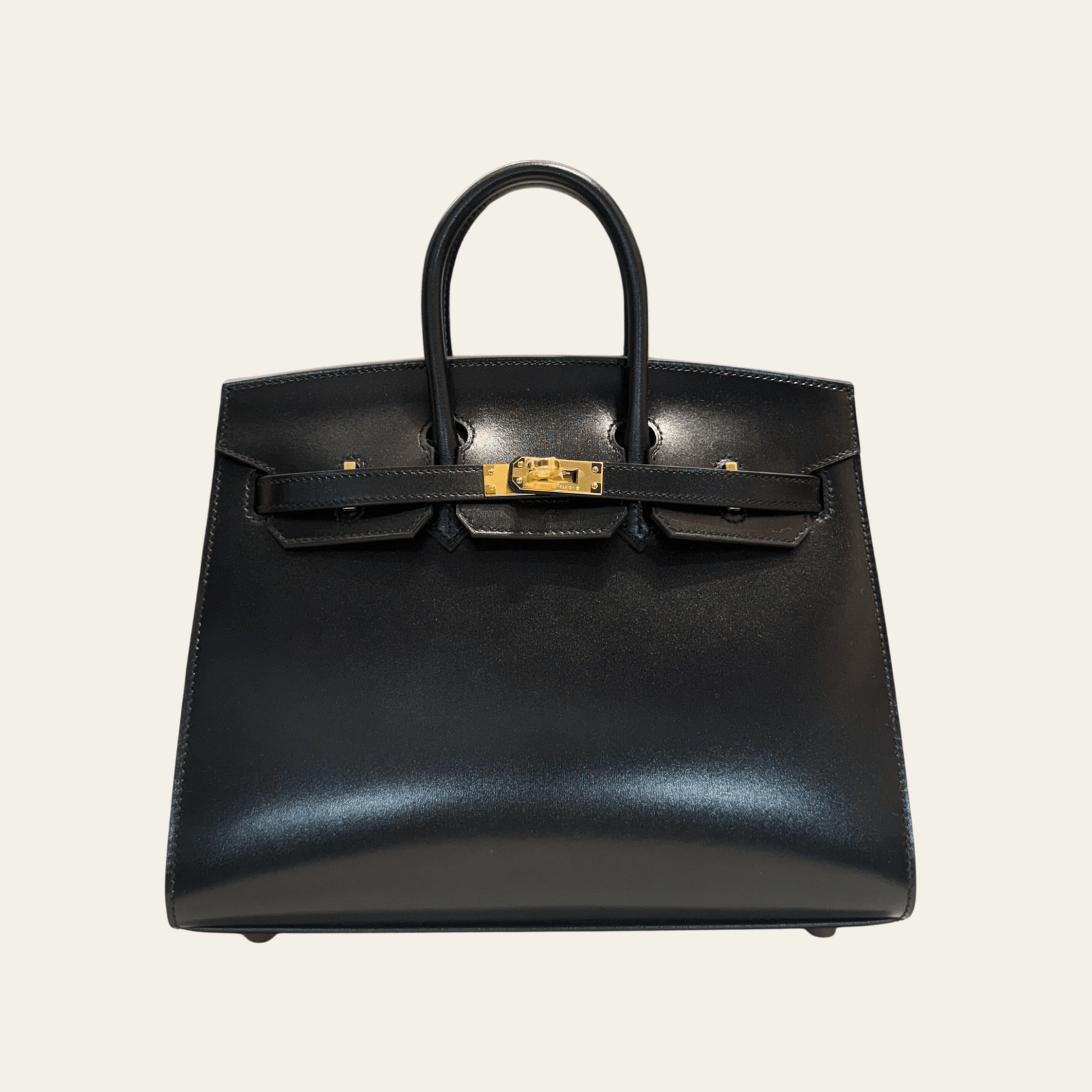 Hermès Birkin Sellier 25 Noir Box Leather Gold Hardware
