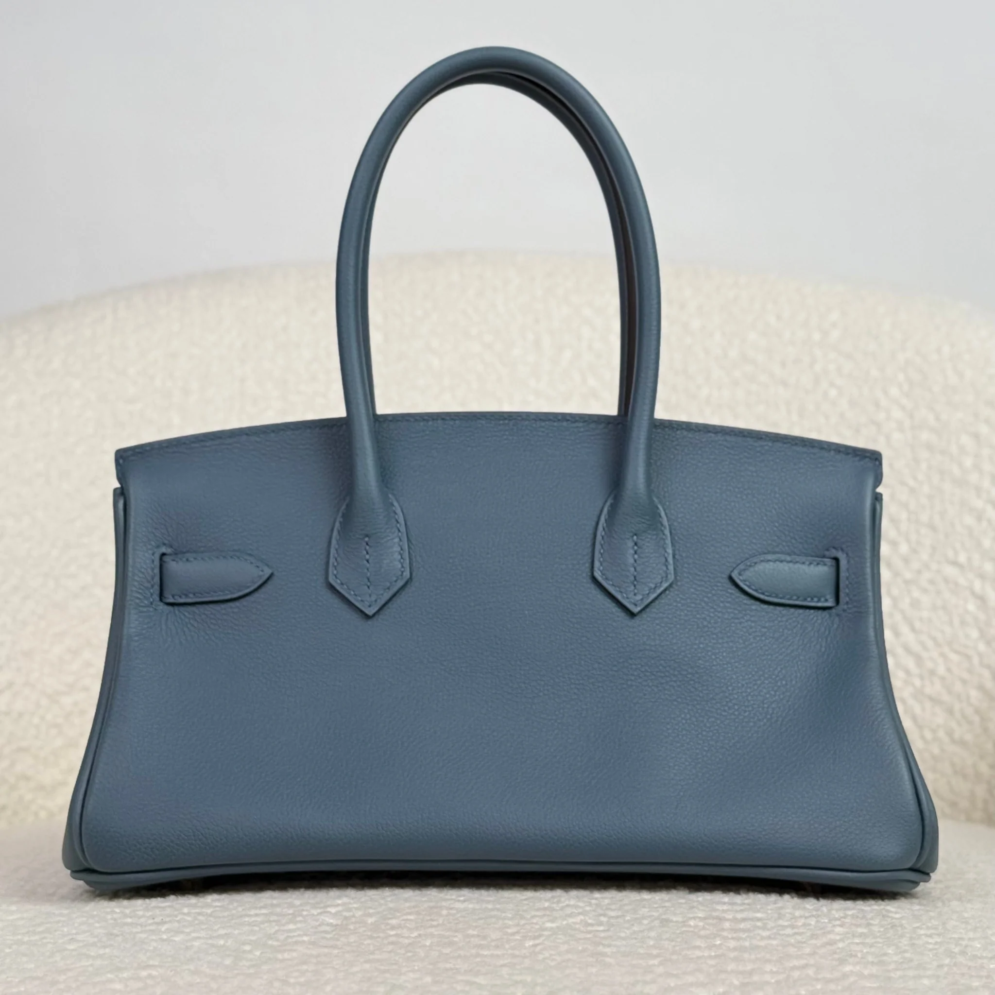 Hermès Bleu Tempete Shoulder Birkin Light 29 Evercolor Palladium Hardware - Image 4