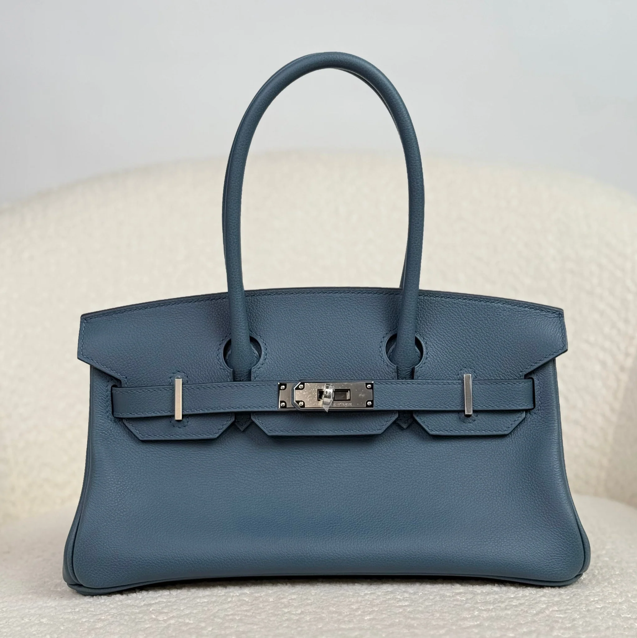 Hermès Bleu Tempete Shoulder Birkin Light 29 Evercolor Palladium Hardware - Image 3