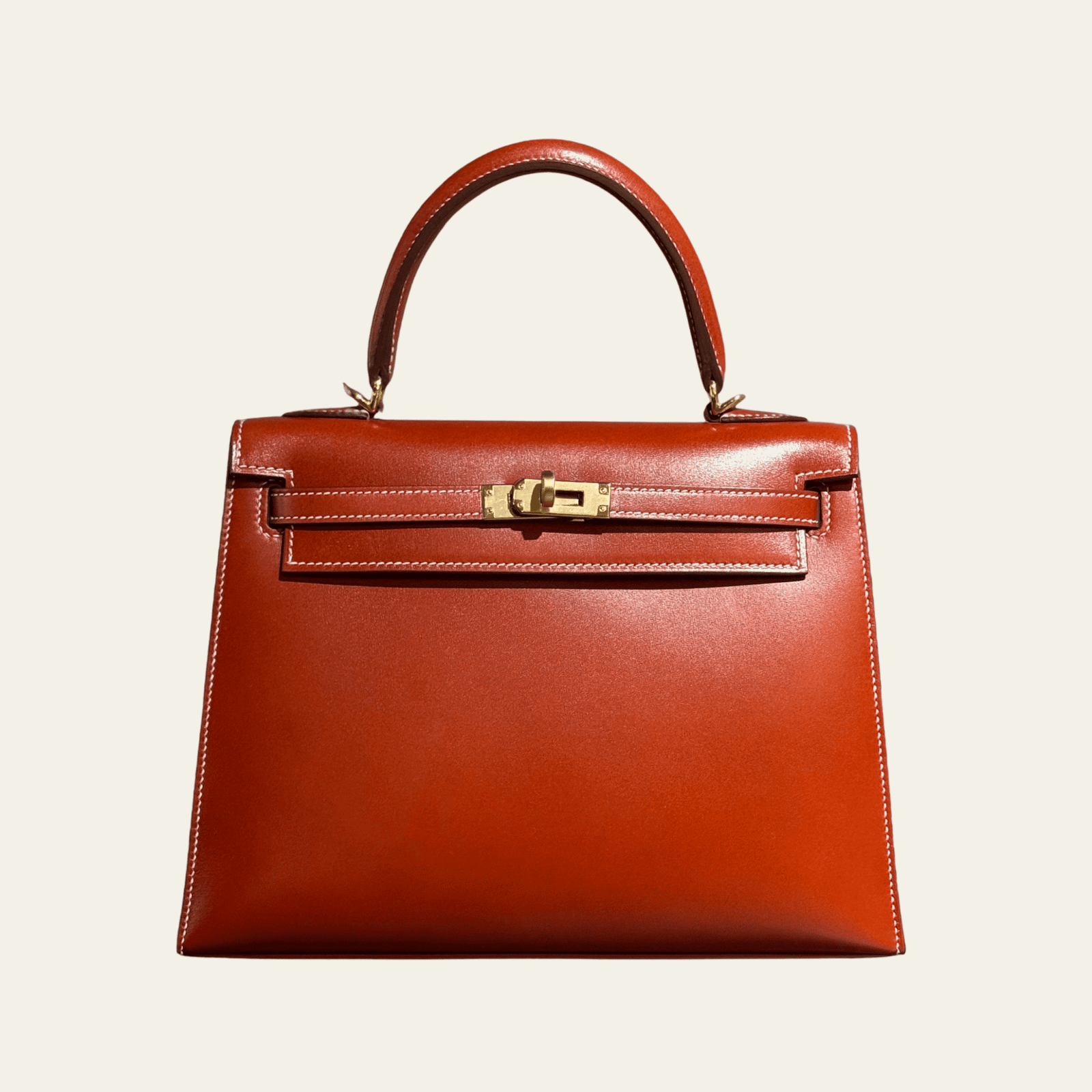 Hermès Brique Kelly Sellier 25 Box Leather Gold Hardware