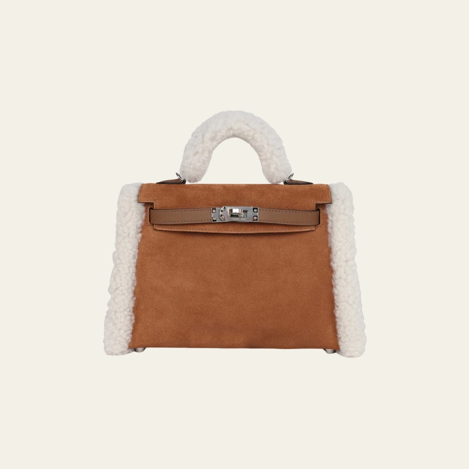 Hermès Chamois Mini Kelly Teddy 20 Grizzly Palladium Hardware Limited Edition