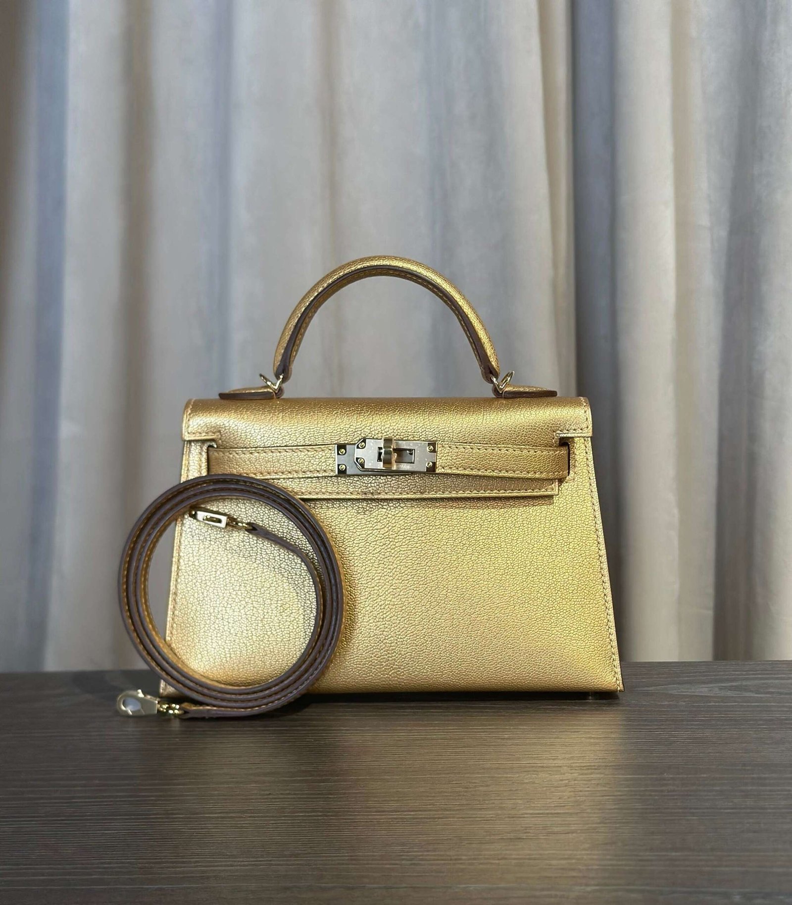 Hermès Dore Mini Kelly Sellier 20 Chevre Chamkilight Permabrass Hardware - Image 2