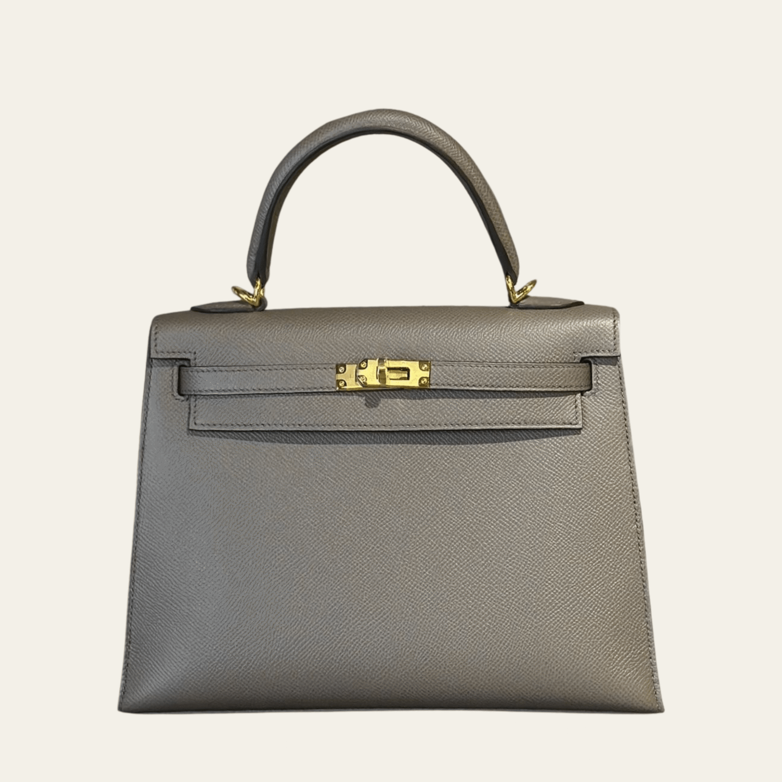 Hermès Gris Etain Kelly Sellier 25 Epsom Gold Hardware