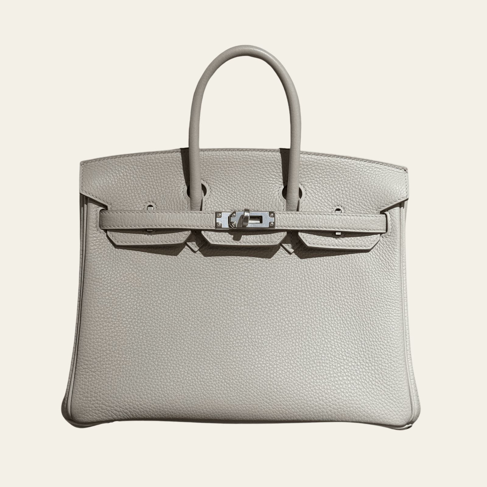 Hermès Gris Perle and Nata Birkin 25 Verso Togo Palladium Hardware