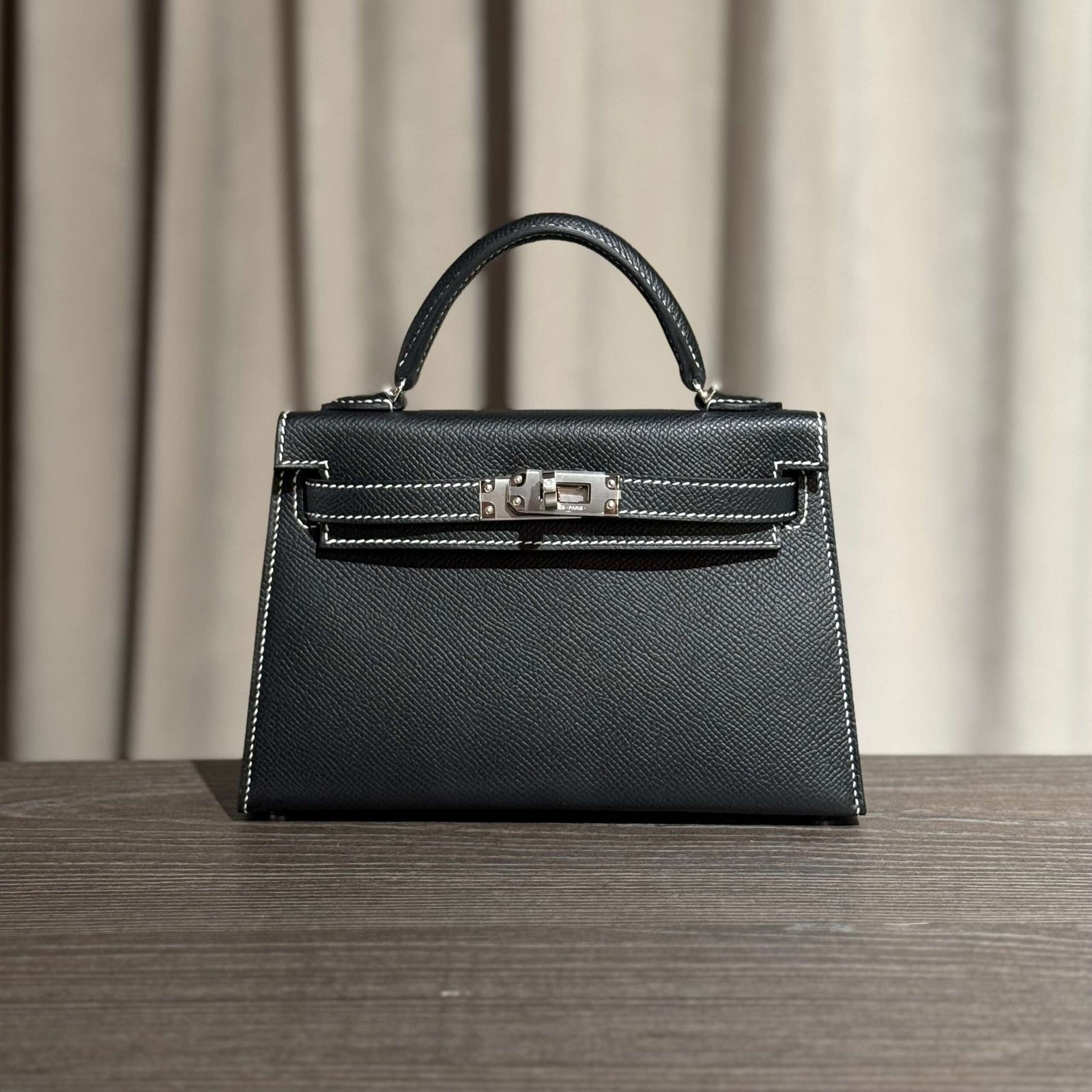 Hermès Noir Mini Kelly Sellier 20 Verso Palladium Hardware HSS - Image 3