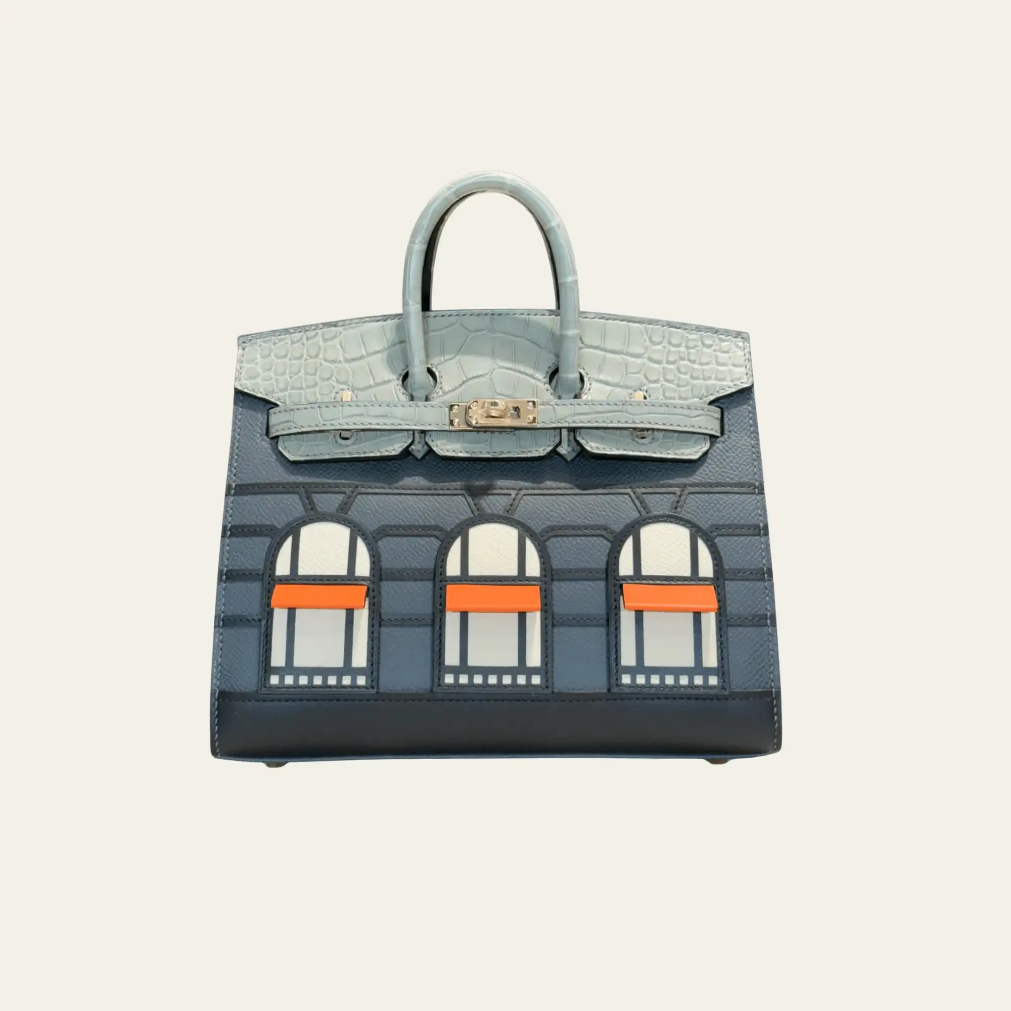 Hermès "Rainy Days" Faubourg Birkin 20 Gris Misty Matte Alligator Permabrass Hardware Limited Edition