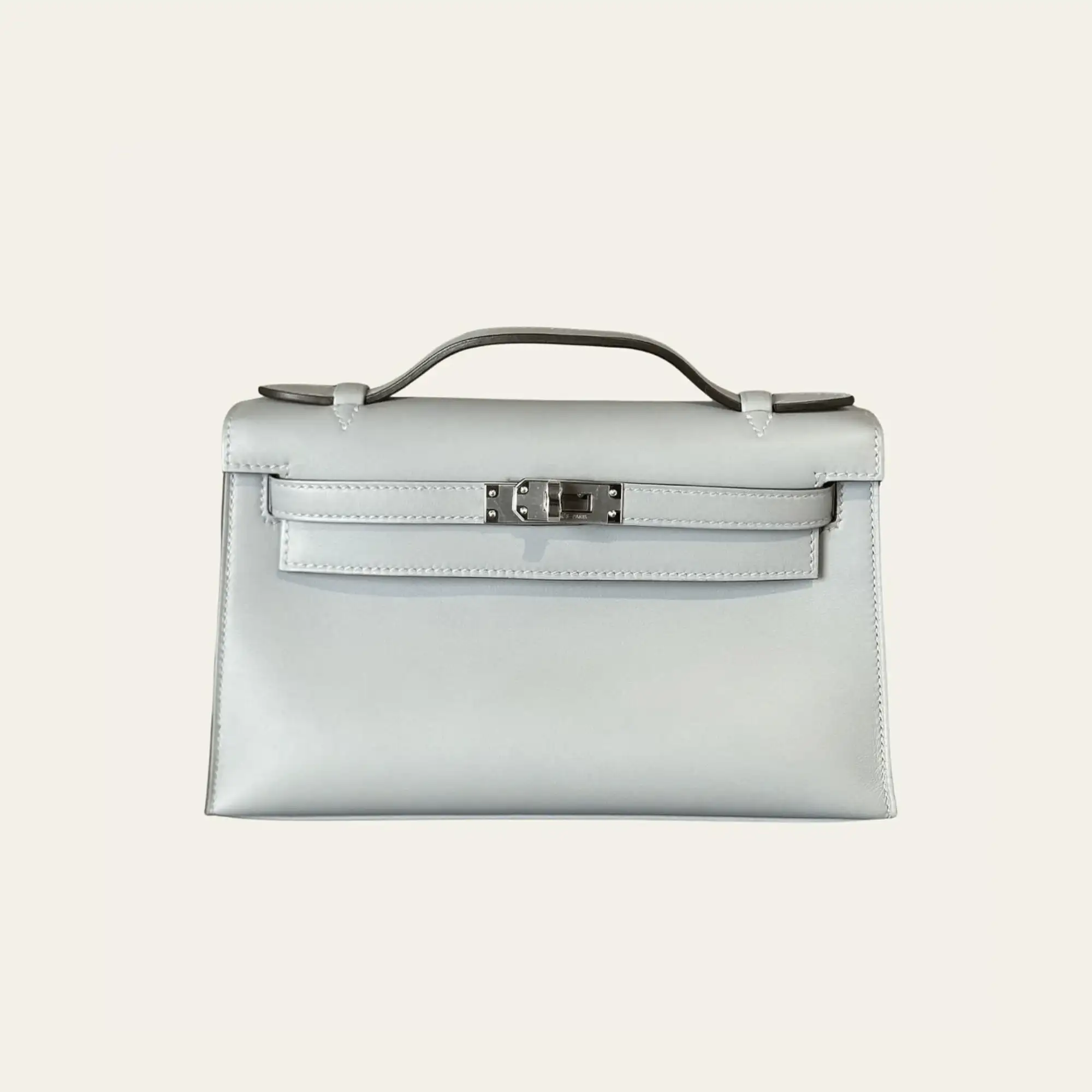 Hermès Gris Pantin Kelly Pochette Swift Palladium Hardware