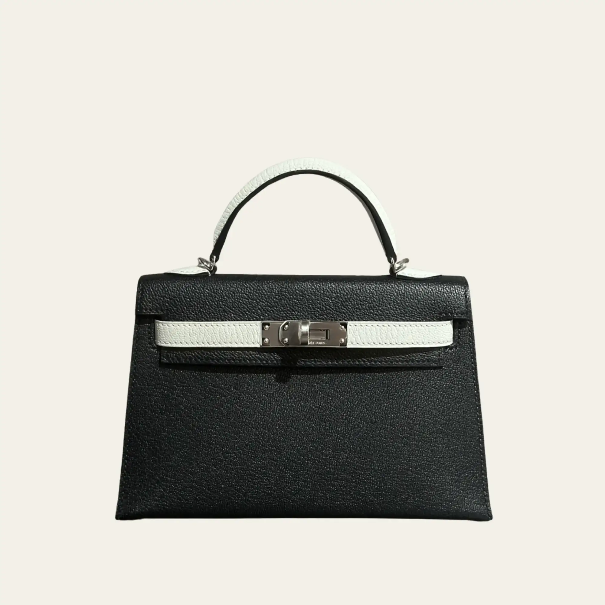 Hermès Noir and Gris Perle Mini Kelly Sellier 20 Chevre Mysore Palladium Hardware HSS