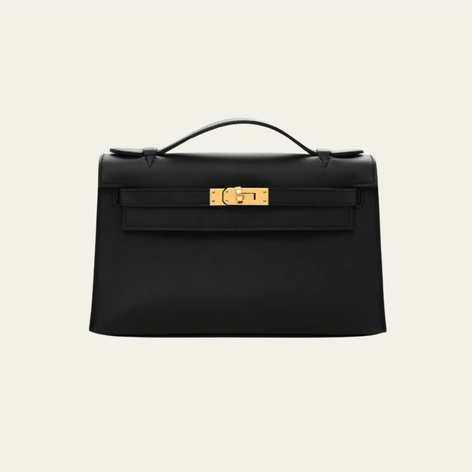 Hermès 89 Noir Kelly Pochette Clutch Veau Swift Gold Hardware
