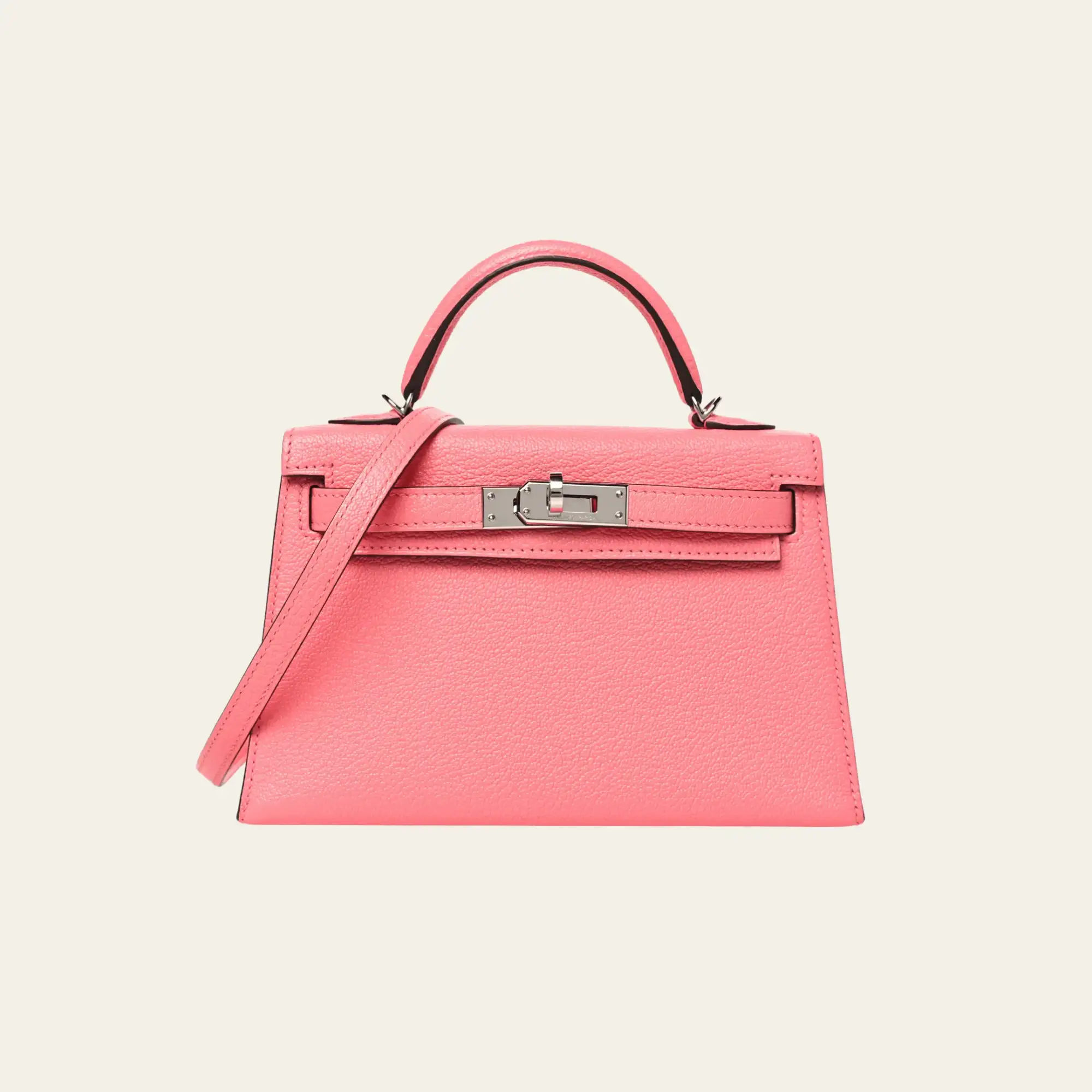 Hermès Rose D’ete and Rouge H Mini Kelly Sellier 20 Verso Chèvre Palladium Hardware