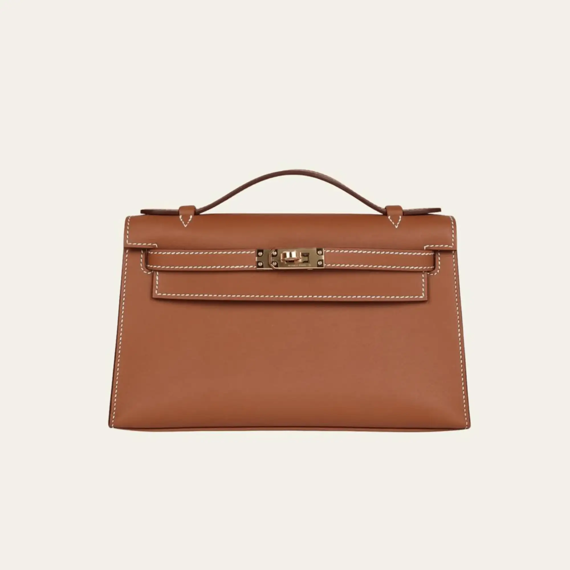 Hermès Gold Kelly Pochette Clutch Swift Gold Hardware