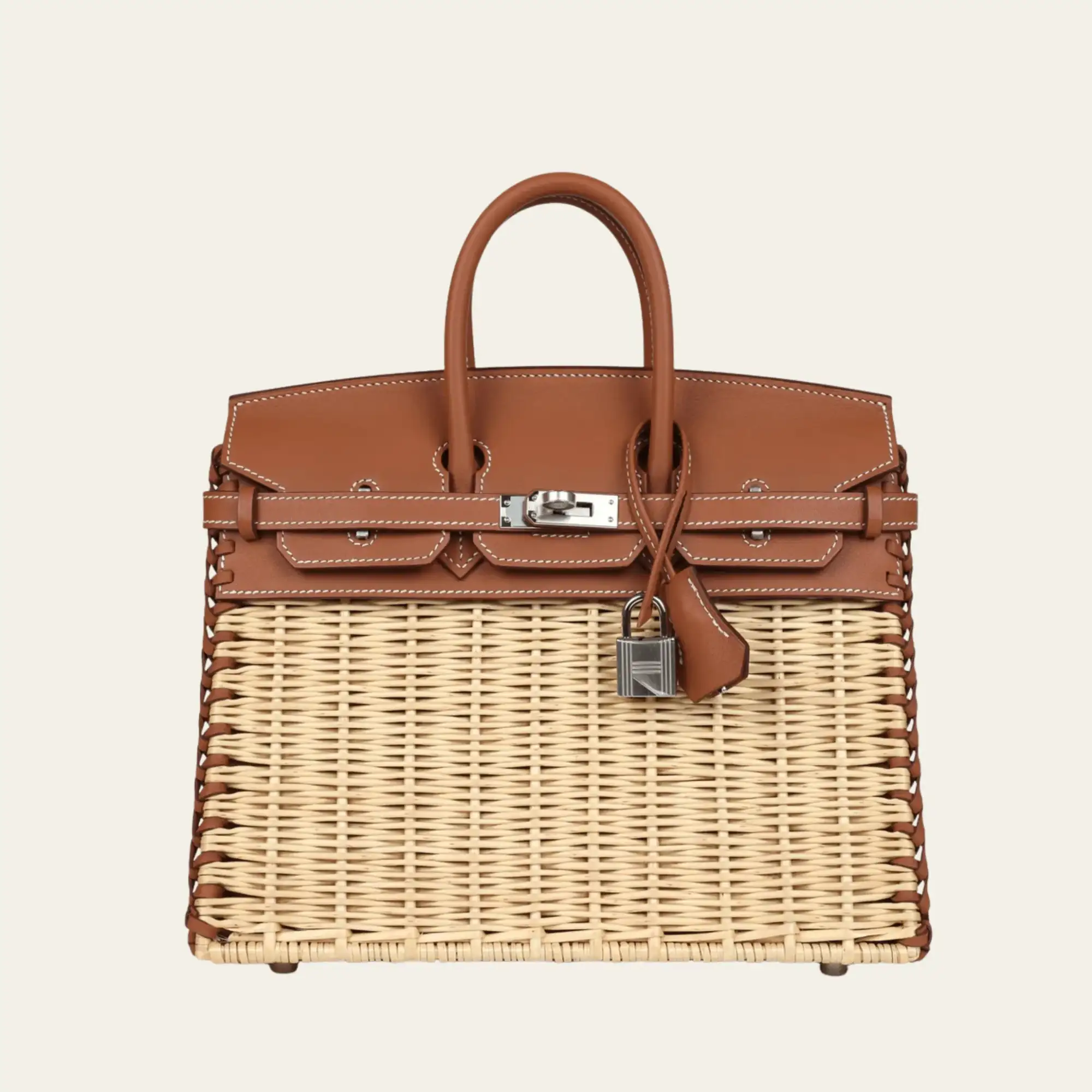 Hermès Gold Osier Wicker Picnic Birkin 25 Swift Palladium Hardware Limited Edition