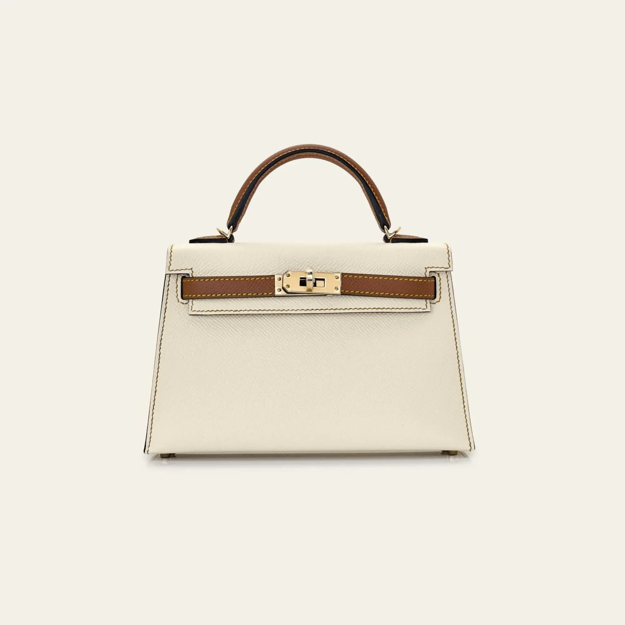 Hermès Craie and Gold Mini Kelly Sellier 20 Epsom Gold Hardware Hermès Special Order HSS
