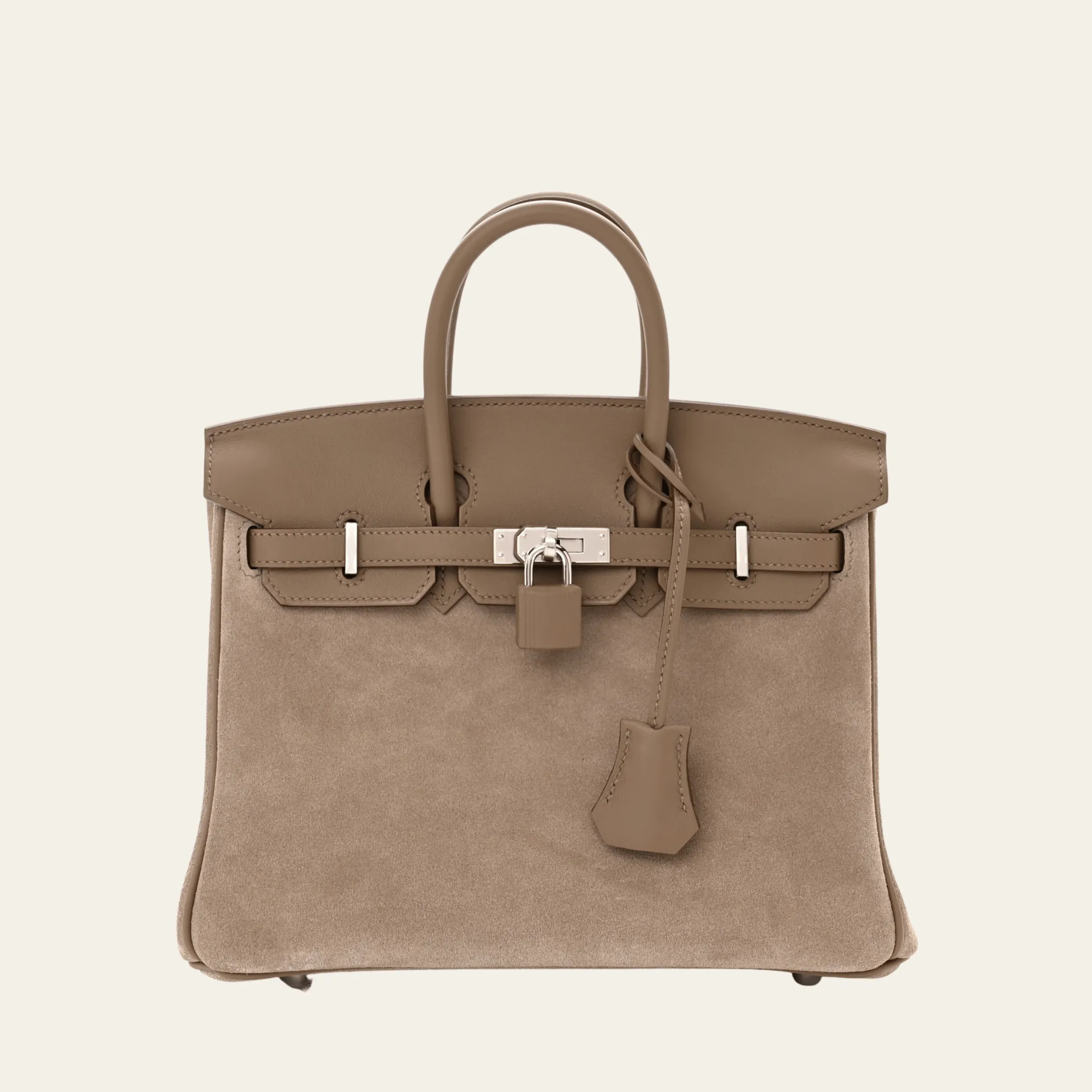 Hermès Gris Caillou Etoupe Birkin 25 Grizlly Swift Calfskin Palladium Hardware