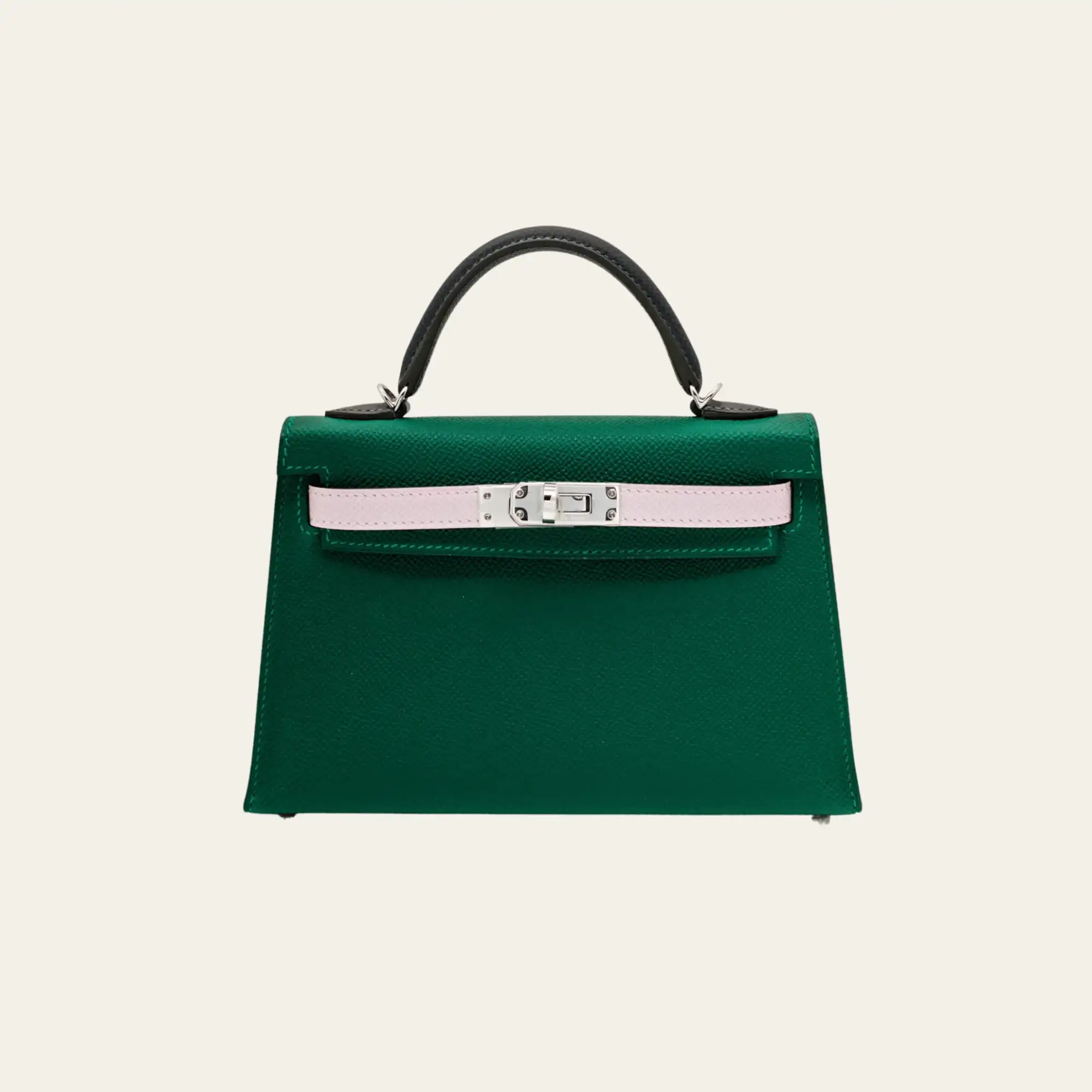 Hermès Vert Moyen/ Mauve Pale/Ardoise Mini Kelly Sellier 20 Tricolore Epsom Palladium Hardware