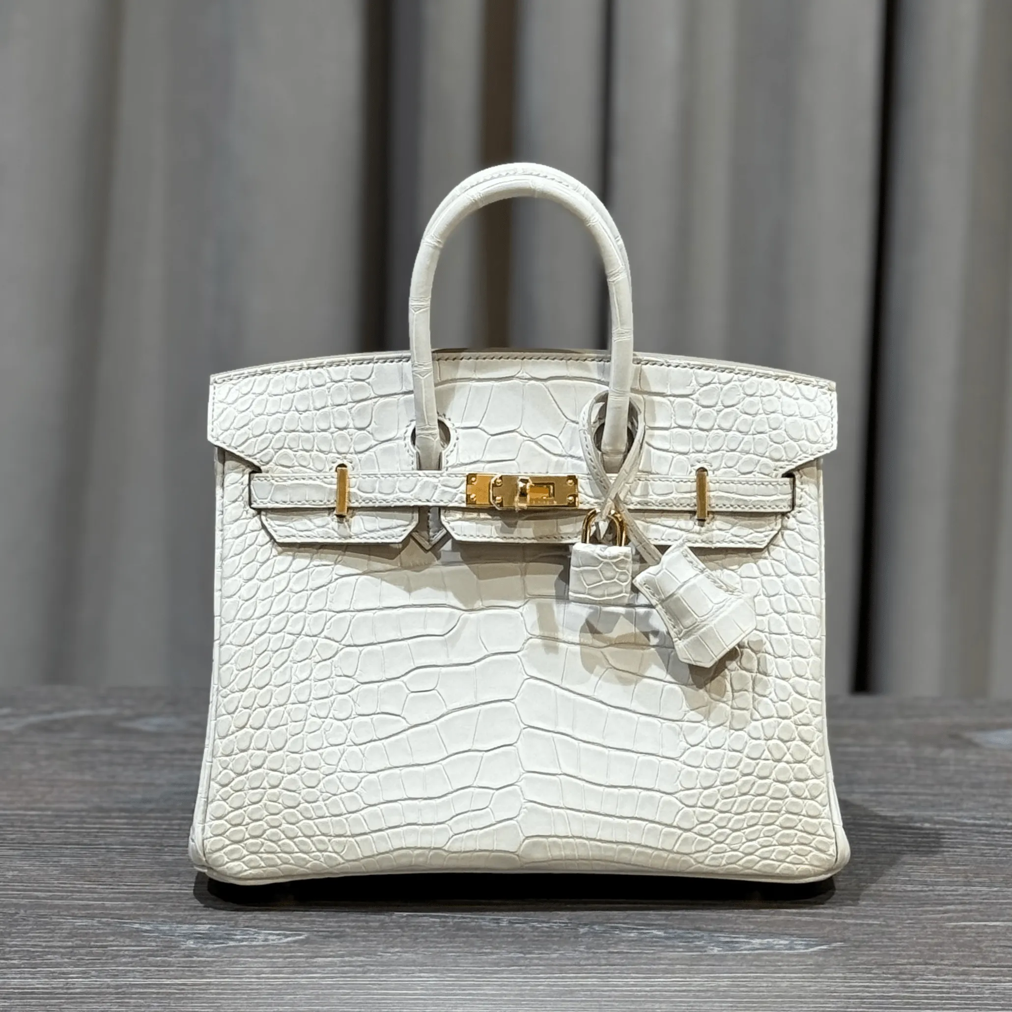 Hermès Beton Birkin 25 Matte Alligator Gold Hardware - Image 2