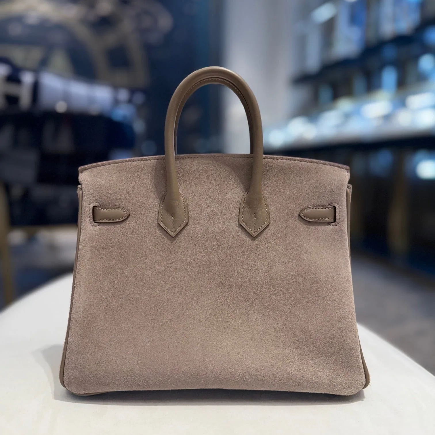 Hermès Gris Caillou Etoupe Birkin 25 Grizlly Swift Calfskin Palladium Hardware - Image 3
