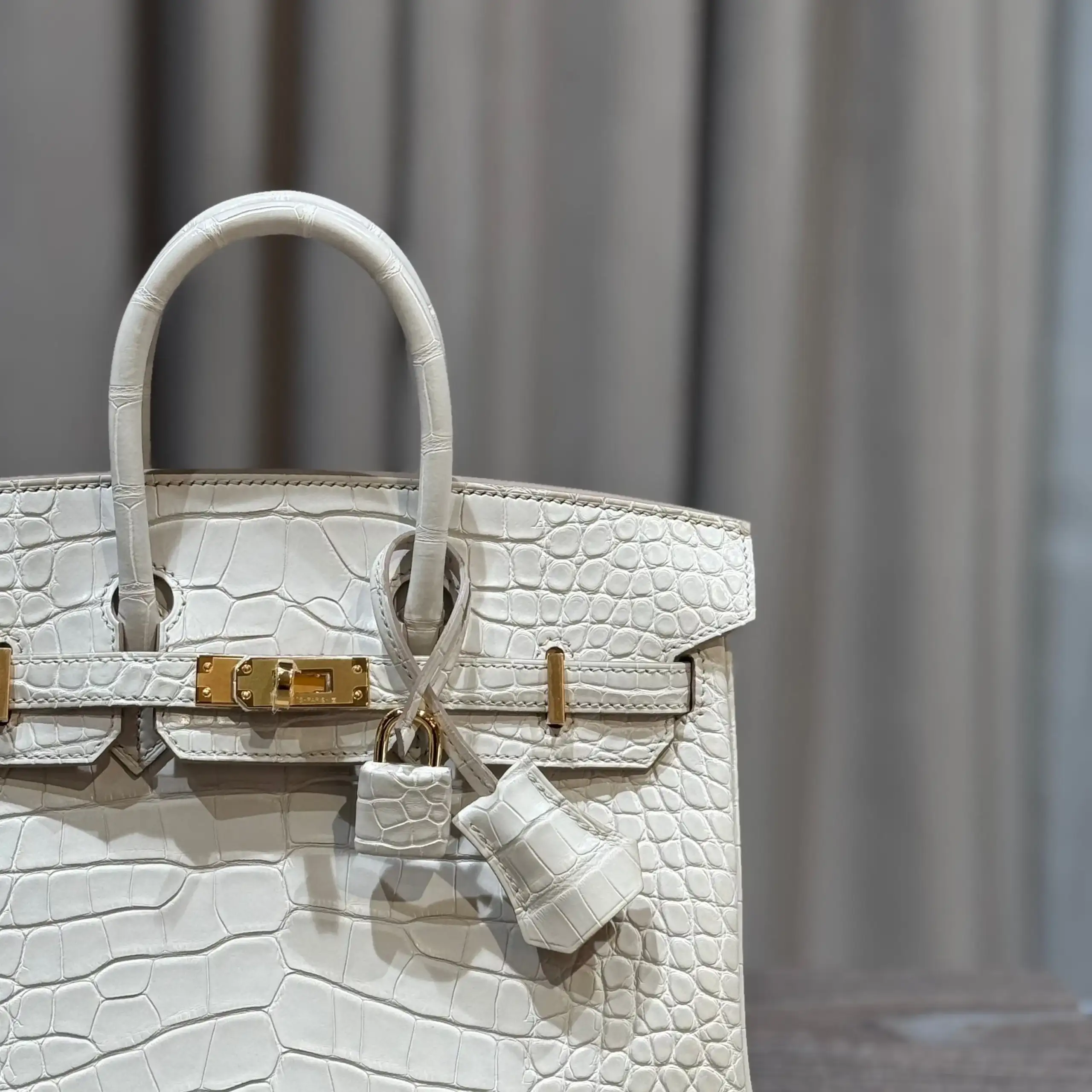 Hermès Beton Birkin 25 Matte Alligator Gold Hardware - Image 5