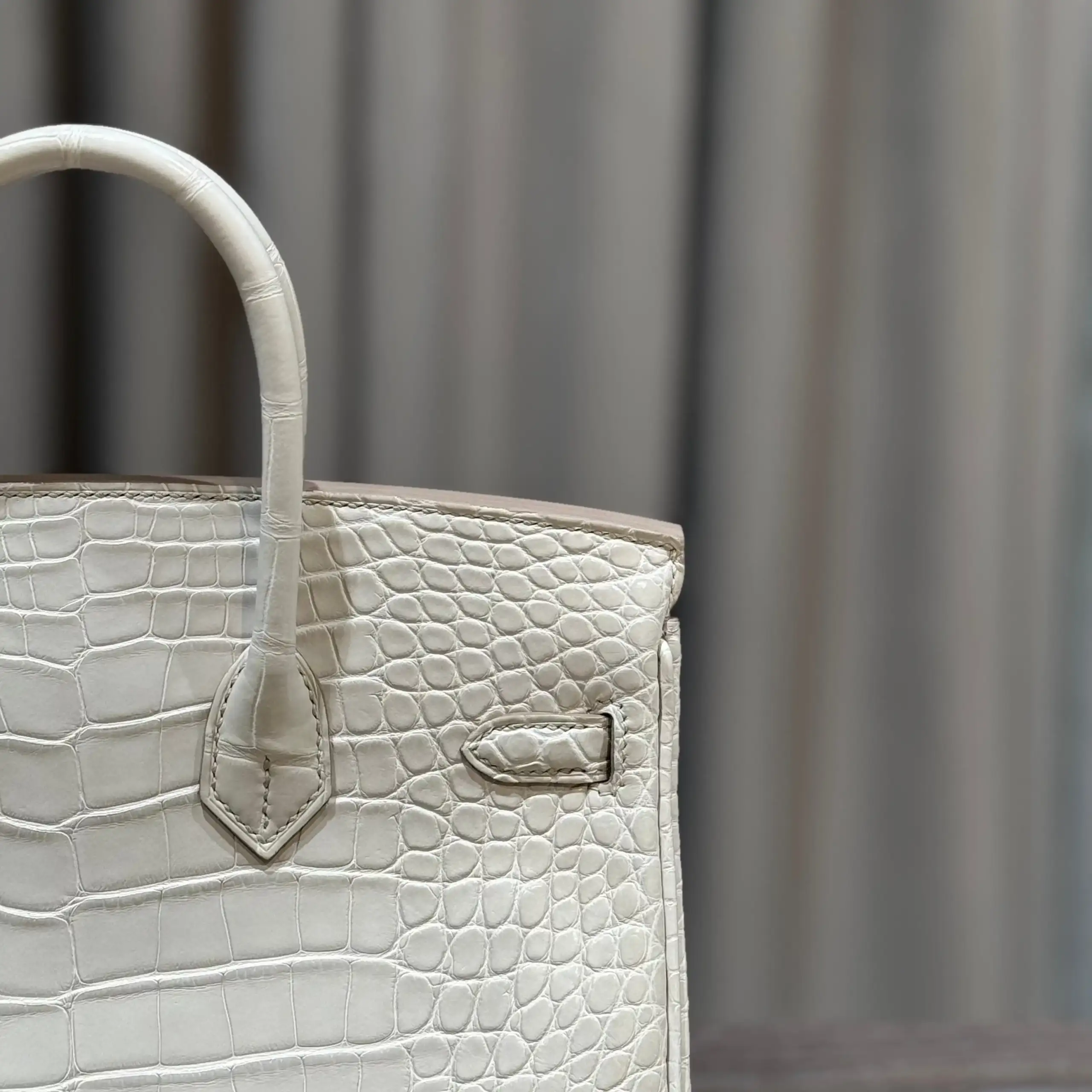 Hermès Beton Birkin 25 Matte Alligator Gold Hardware - Image 9