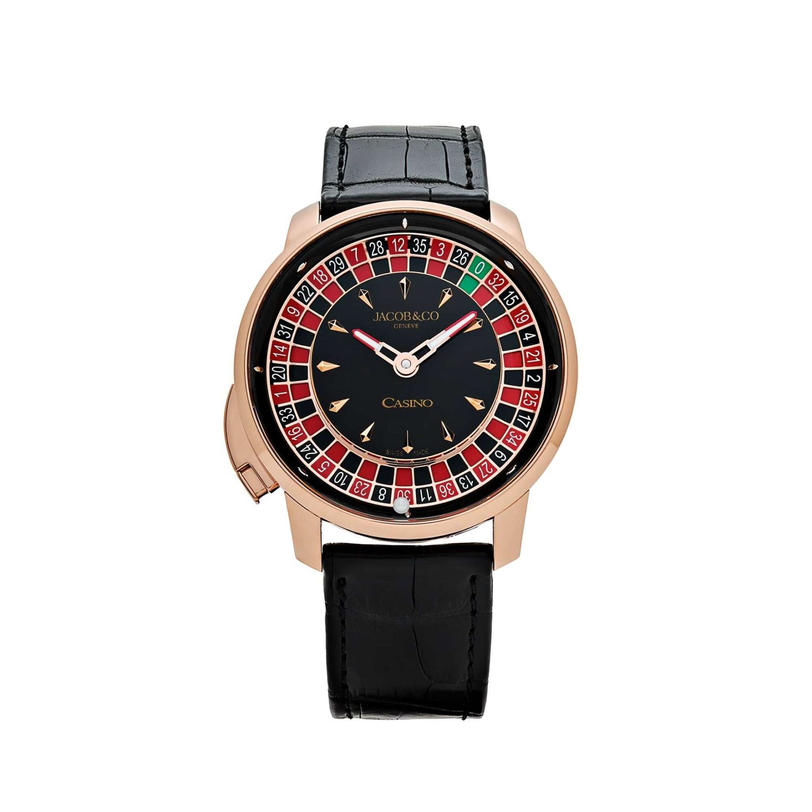 Jacob & Co. 'The Casino Tourbillon' CA100.40.AA.AA.ABALA Rose Gold Black Onyx Dial Limited Edition (2024)