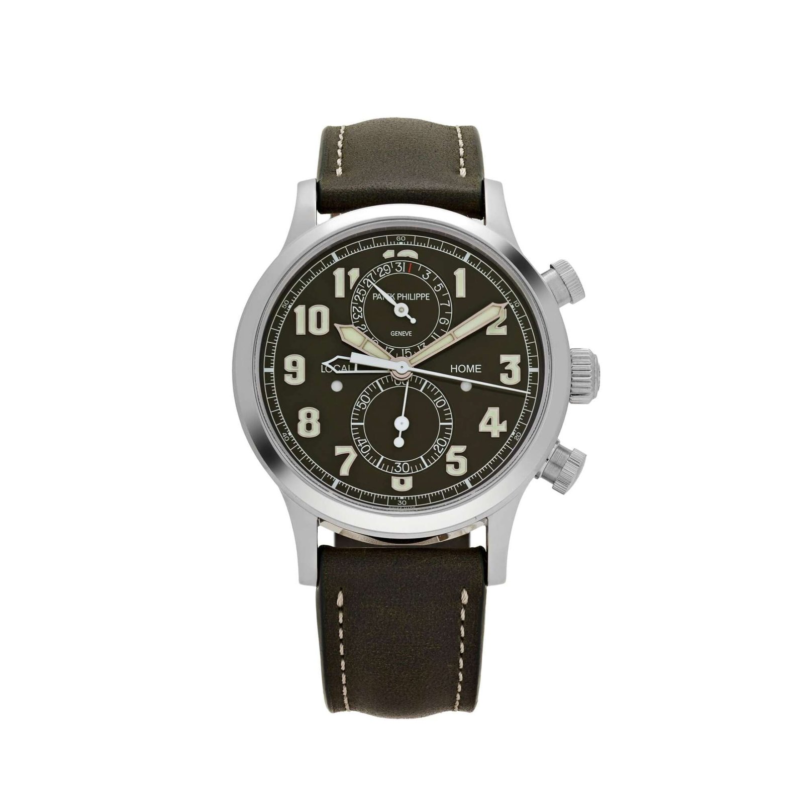 Patek Philippe Complications 5924G-010 Calatrava 'Pilot' Travel Time Chronograph White Gold Green Dial (2023)