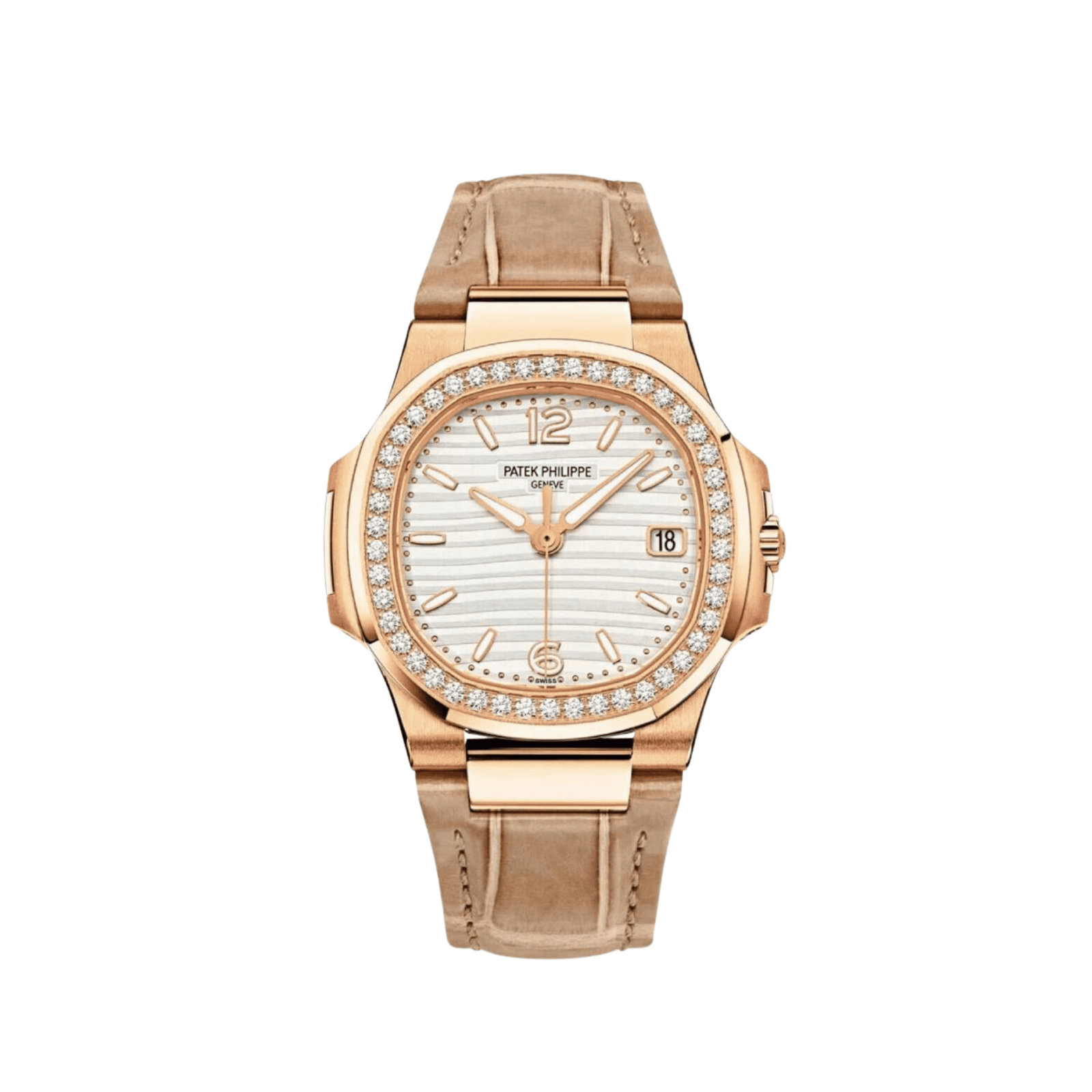 Patek Philippe Nautilus 7010R-011 'Ladies' Rose Gold Silvery Opaline Dial Diamond Bezel (2022)