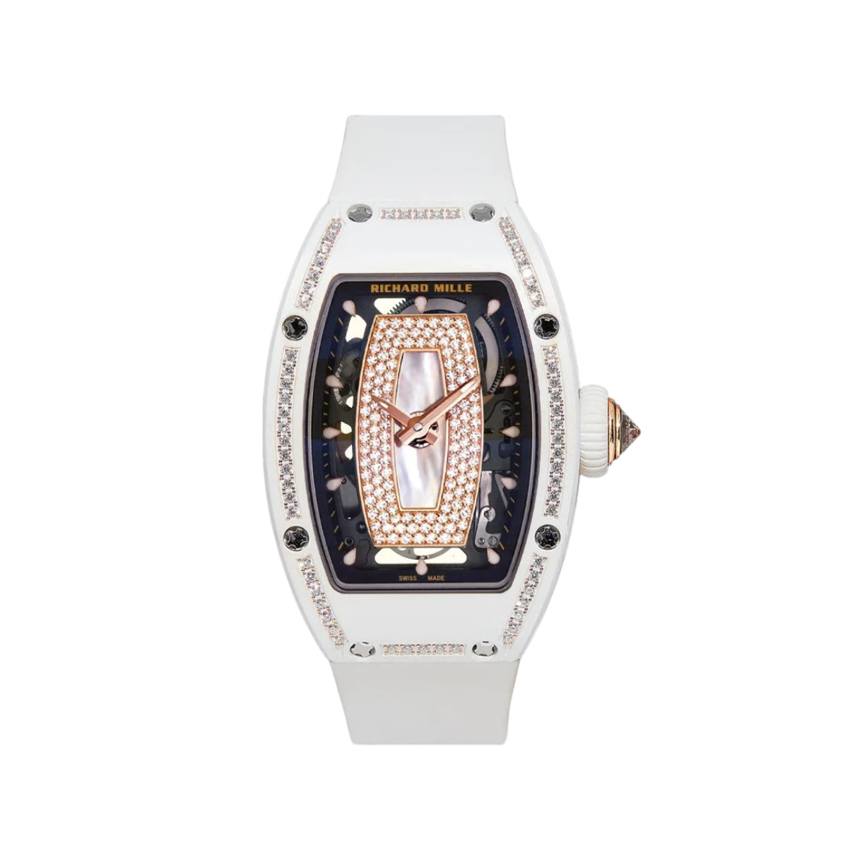 Richard Mille RM 07-01 'Ladies' White Ceramic Rose Gold Jasper Mother of Pearl Dial Diamond Bezel (2025)