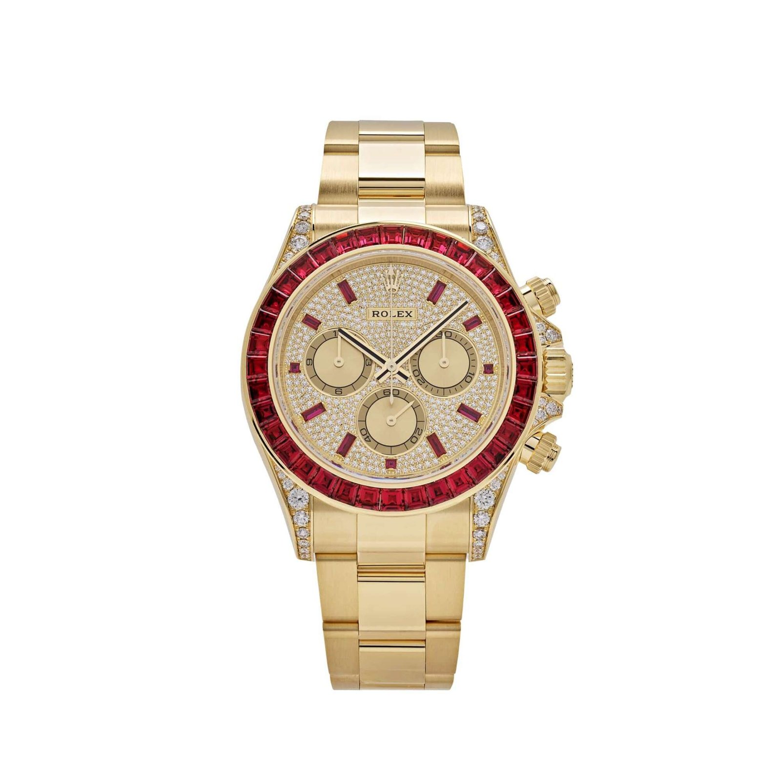 Rolex Daytona 126598TRU Yellow Gold Ruby Bezel Diamond Pave Dial (2024)