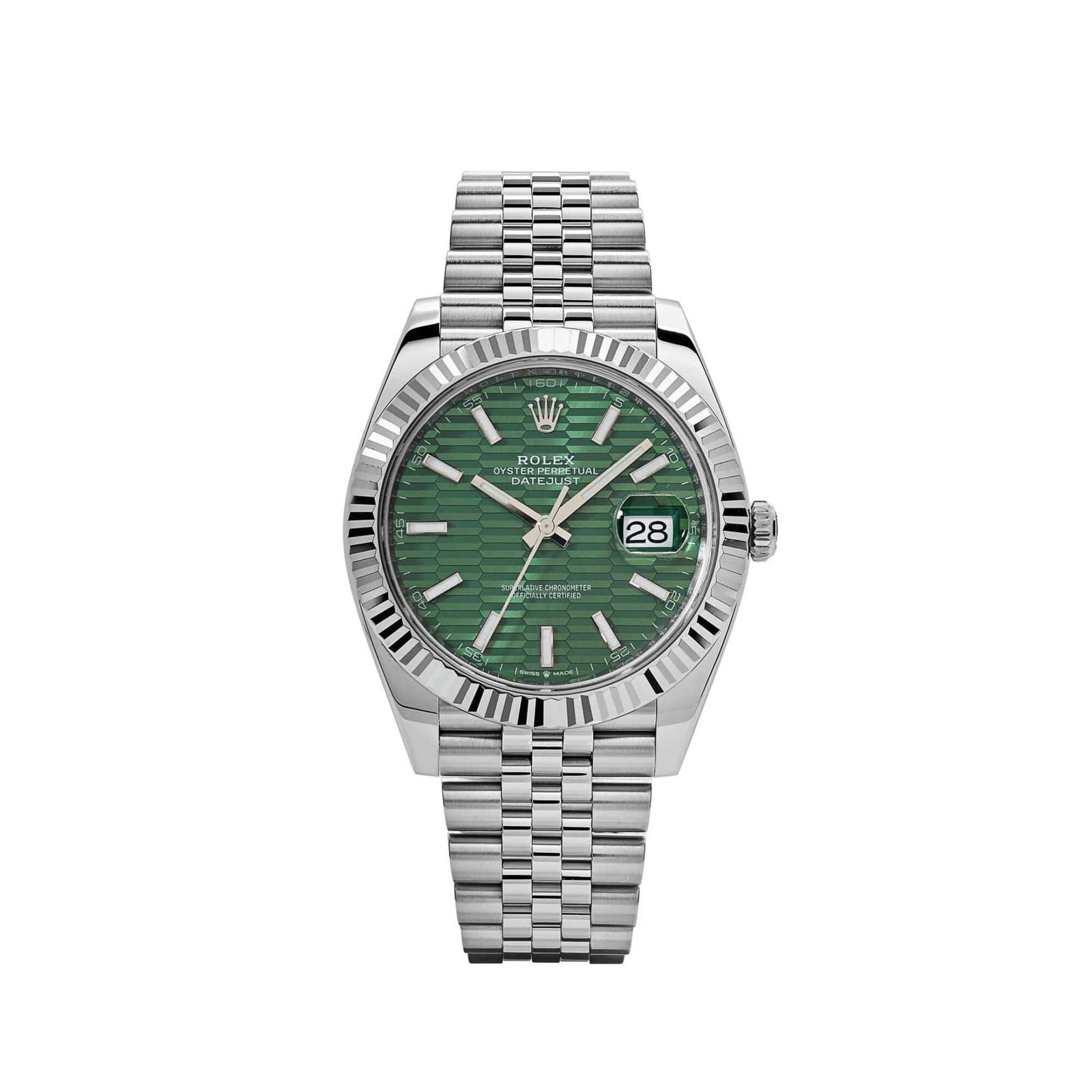 Rolex Datejust 41 126334 Stainless Steel Green Motif Dial Jubilee (2023)