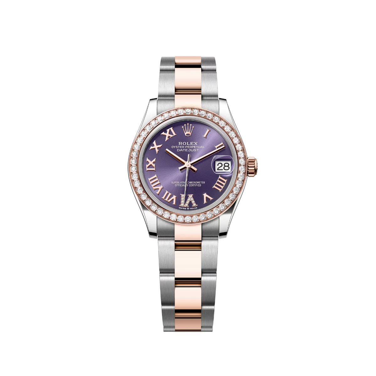 Rolex Datejust 31 278381RBR 'Ladies' Stainless Steel Rose Gold Aubergine Purple Dial Diamond Bezel Oyster (2025)