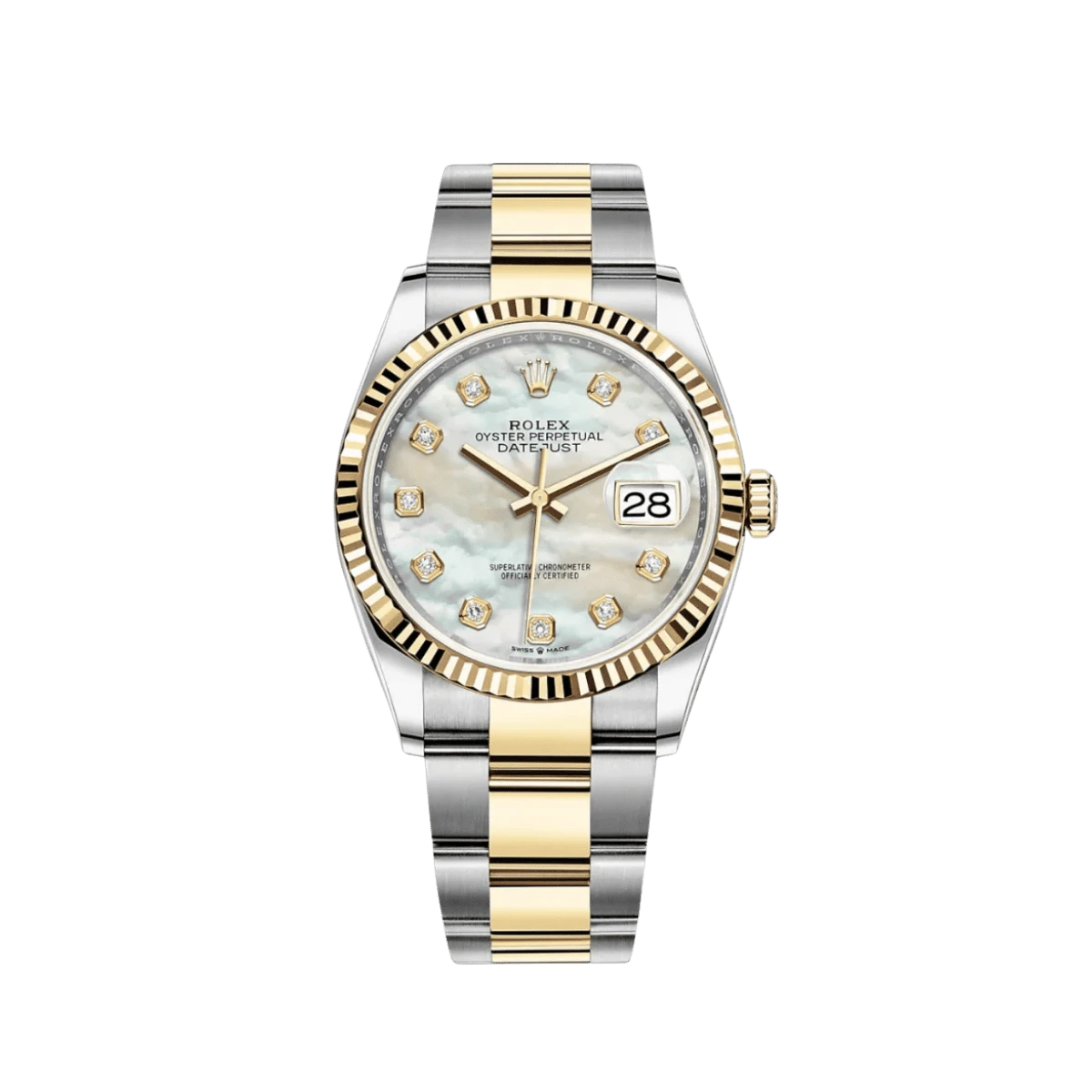 Rolex Datejust 36 126233 Stainless Steel Yellow Gold Mother of Pearl Diamond Dial Oyster (2025)