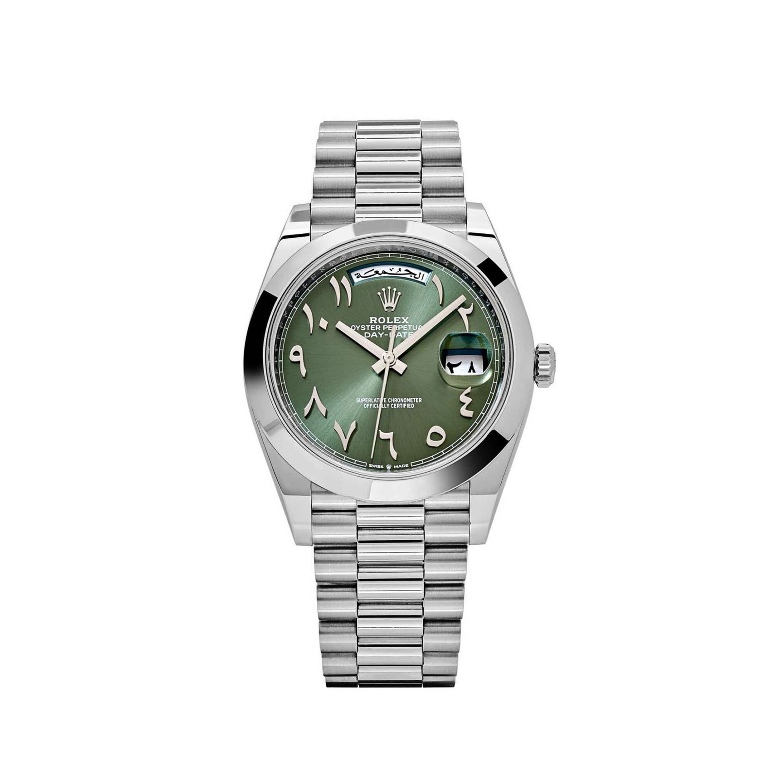Rolex Day-Date 40 228206 Platinum Olive Green Arabic Dial