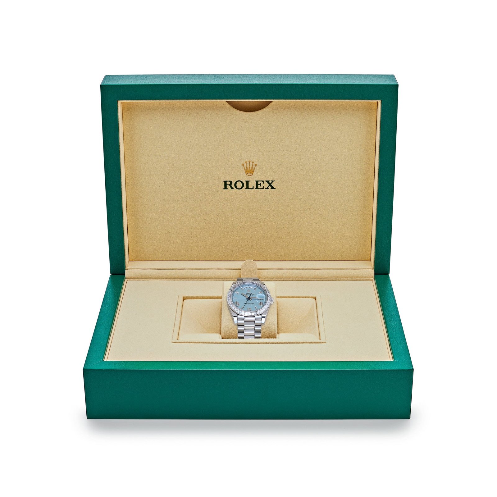 Rolex Day-Date 40 228396TBR Platinum Ice Blue Roman Dial Diamond Bezel - Image 7