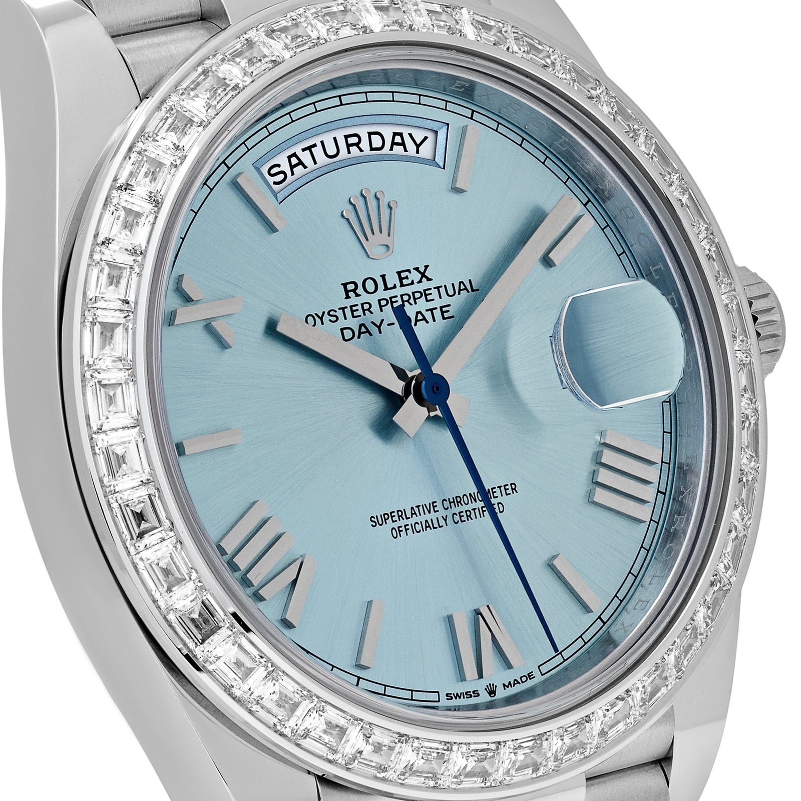 Rolex Day-Date 40 228396TBR Platinum Ice Blue Roman Dial Diamond Bezel - Image 5