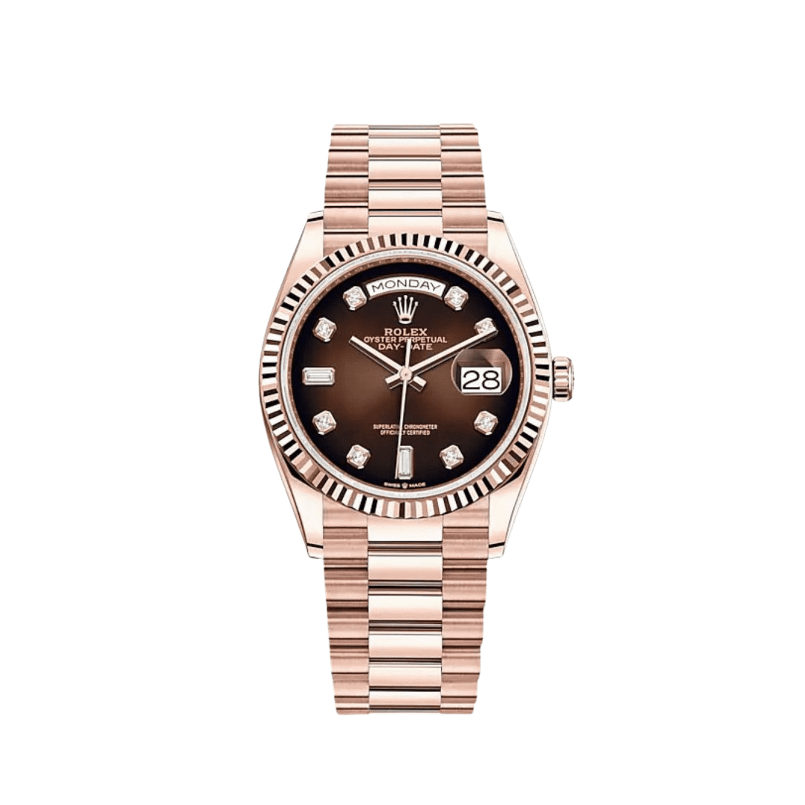 Rolex Day-Date 36 128235 Rose Gold Brown Ombre Diamond Dial (2022)