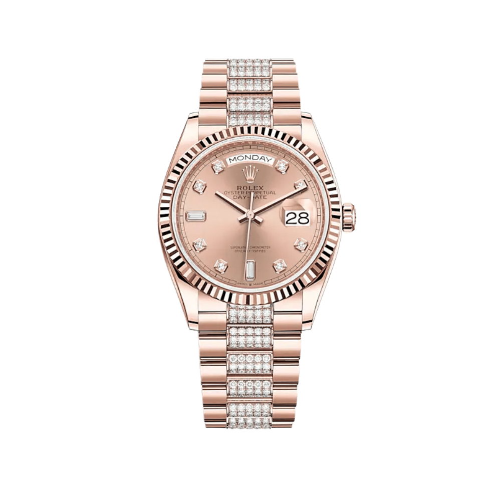 Rolex Day-Date 36 128235 Rose Gold Rosé Diamond Dial