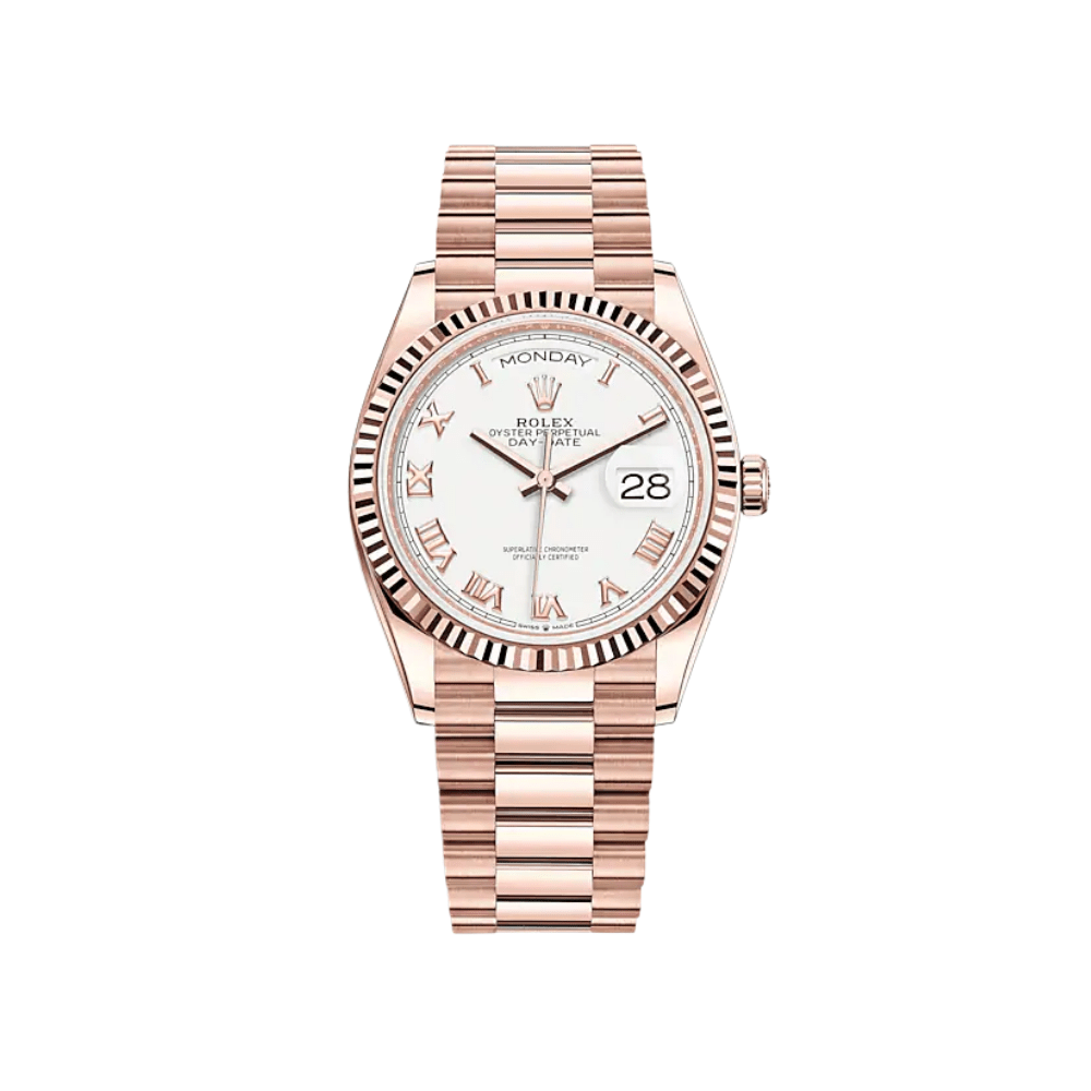 Rolex Day-Date 36 128235 Rose Gold White Dial