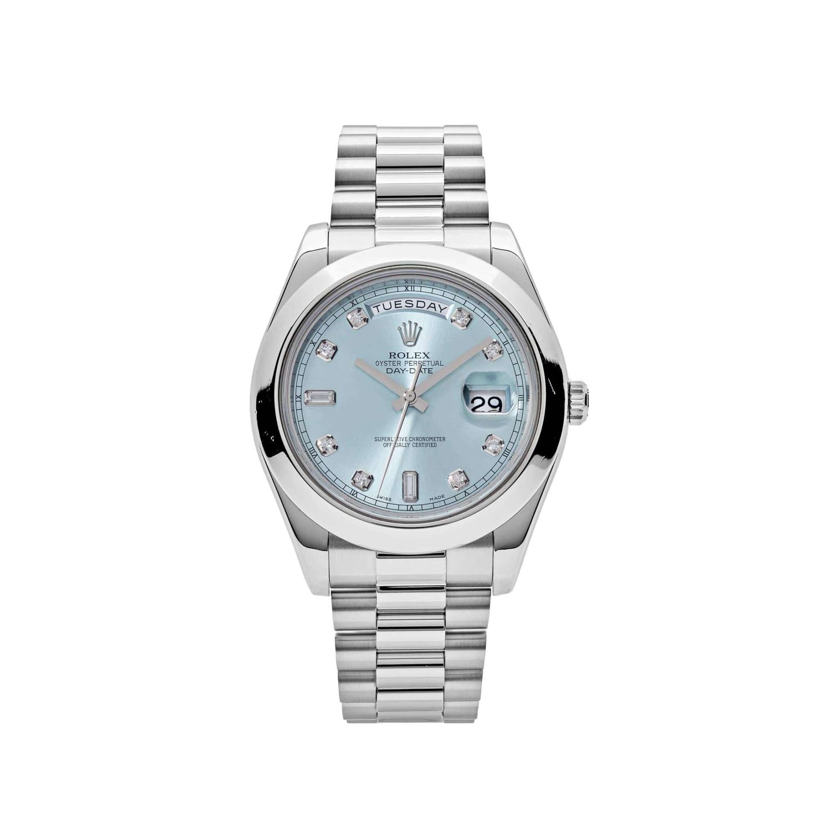 Rolex Day-Date II 218206 Platinum Blue Diamond Dial (2015)