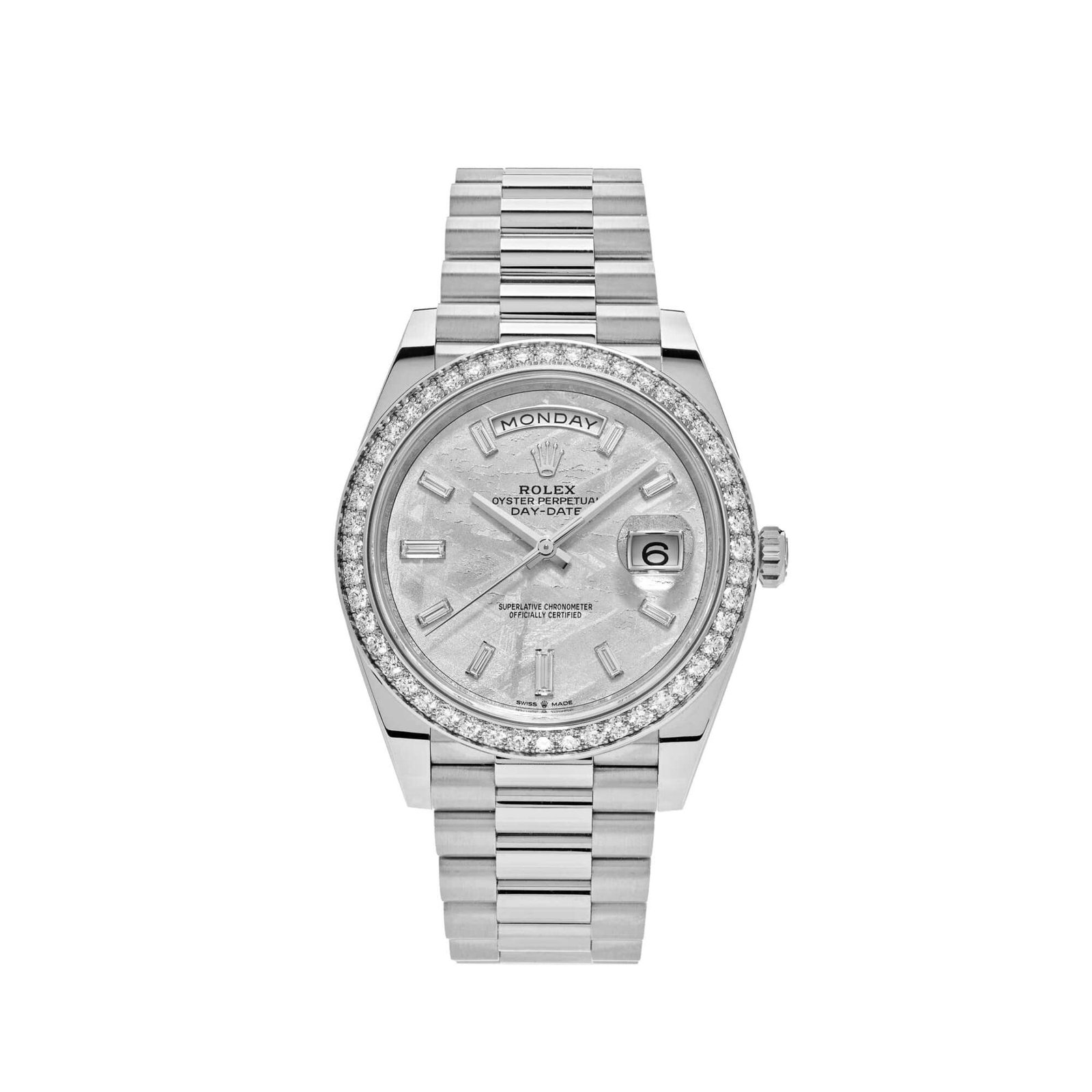 Rolex Day-Date 40 228349RBR White Gold Meteorite Dial Diamond Set