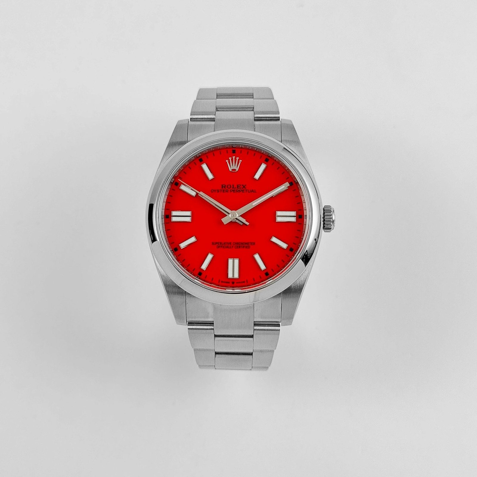 Rolex Oyster Perpetual 41 124300 Stainless Steel Coral Red Dial (2021) - Image 4