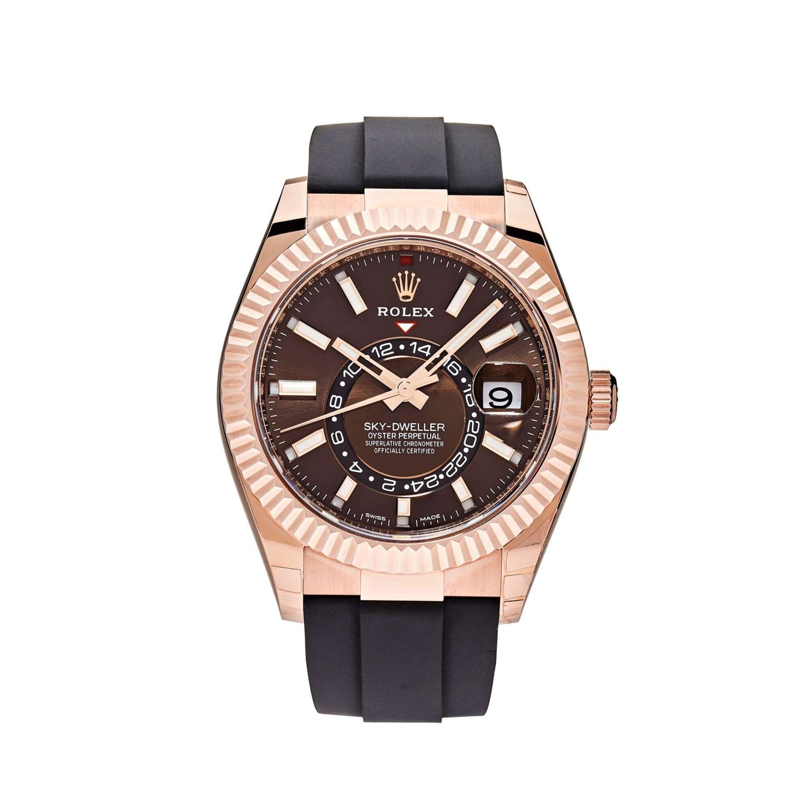 Rolex Sky-Dweller 326235 Rose Gold Brown Chocolate Dial Oysterflex