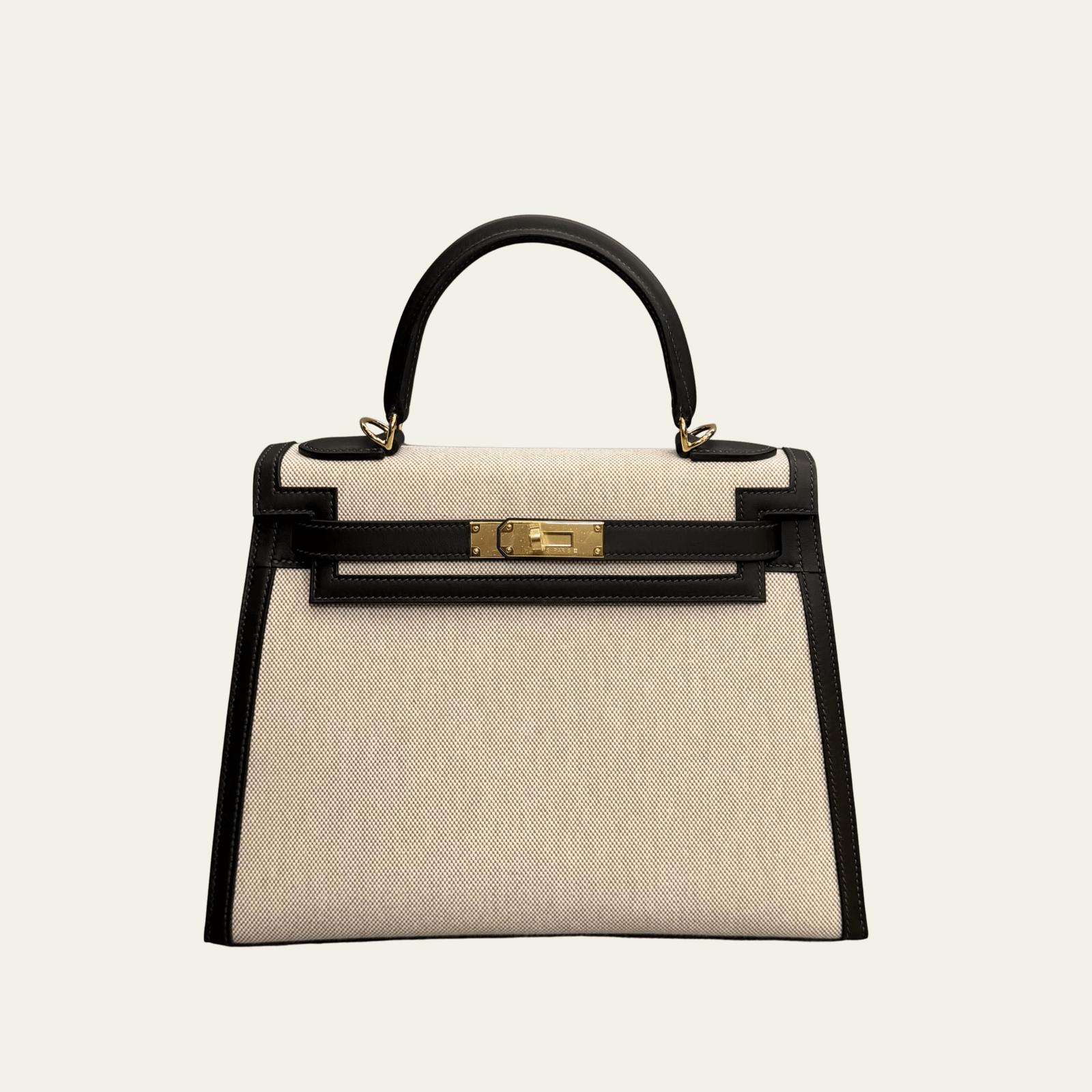 Hermès Bai-Brun Kelly Sellier 28 Swift and Canvas Gold Hardware