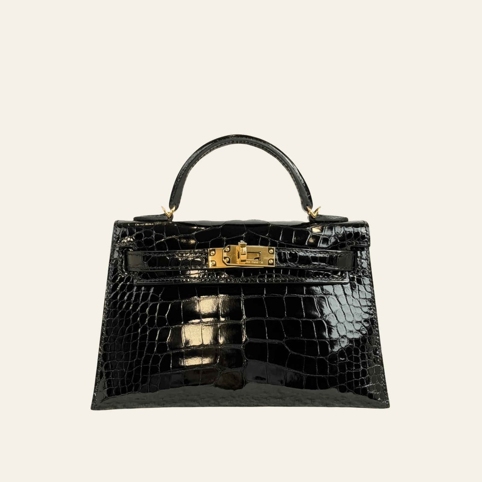 Hermès Noir Mini Kelly Sellier 20 Mississippi Alligator Gold Hardware